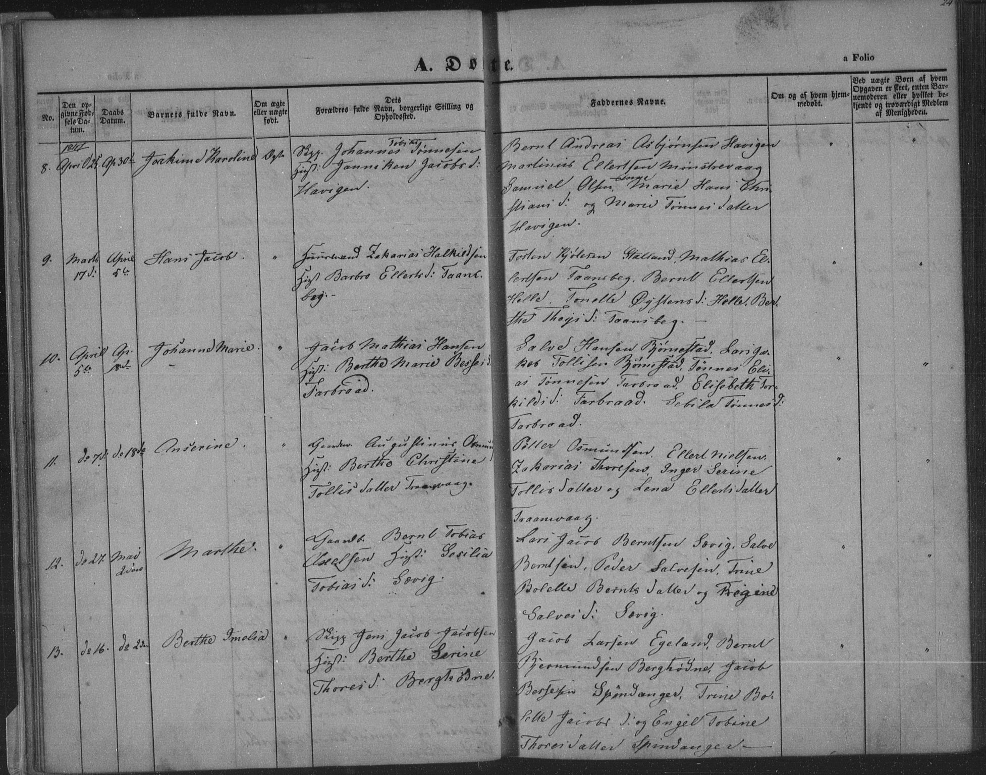 Herad sokneprestkontor, SAK/1111-0018/F/Fa/Fab/L0003: Parish register (official) no. A 3, 1844-1853, p. 24