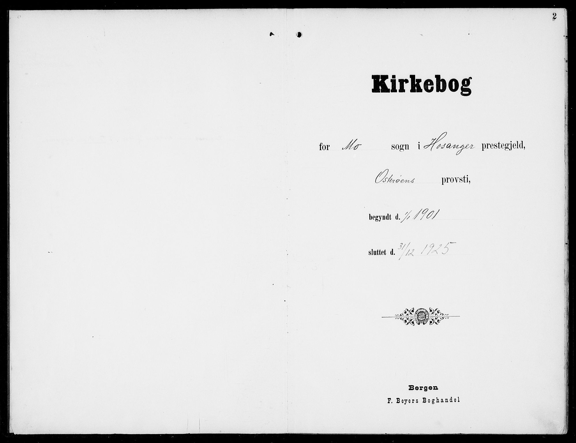 Hosanger sokneprestembete, SAB/A-75801/H/Haa: Parish register (official) no. C  2, 1901-1925, p. 2
