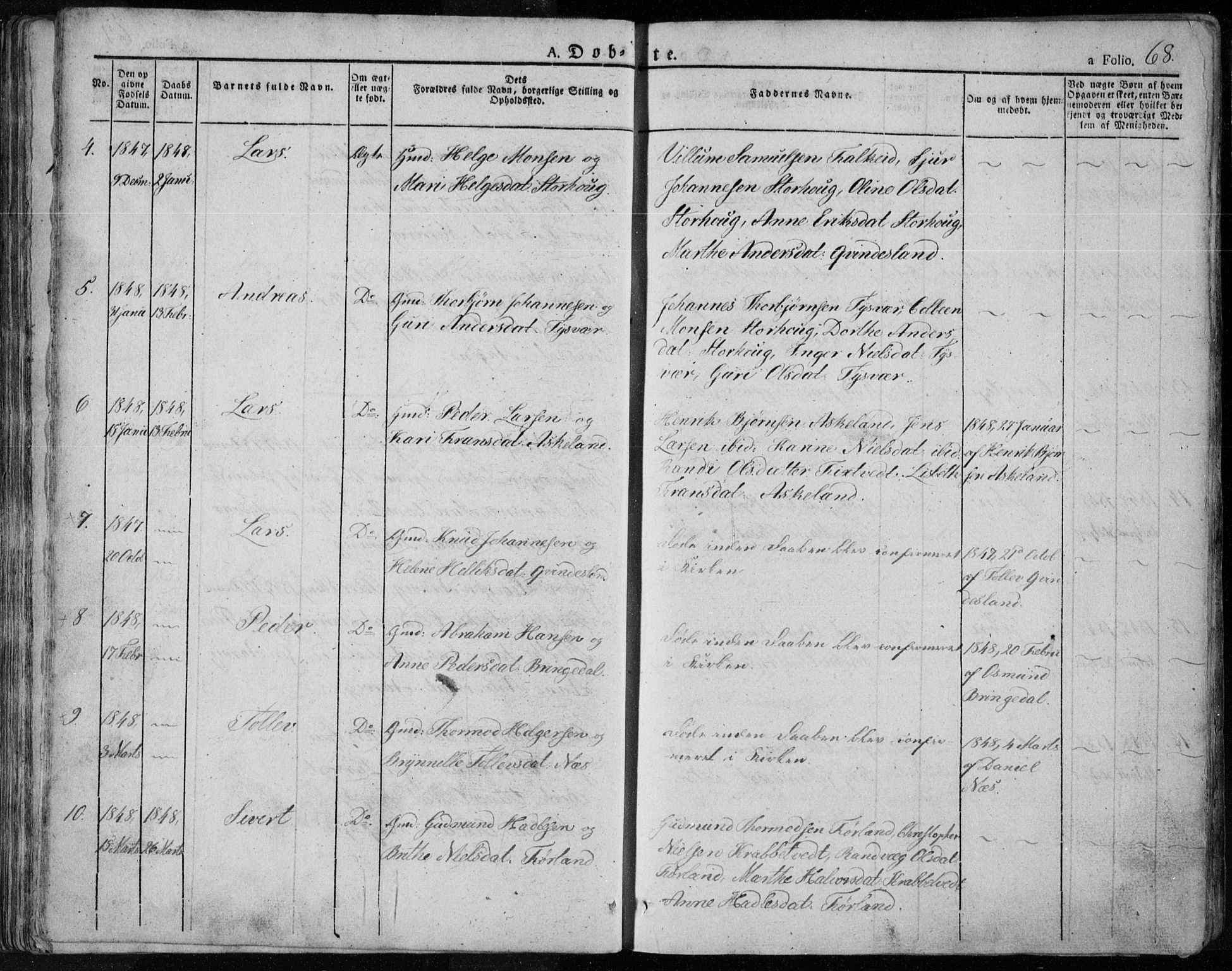 Tysvær sokneprestkontor, AV/SAST-A -101864/H/Ha/Haa/L0001: Parish register (official) no. A 1.1, 1831-1856, p. 68