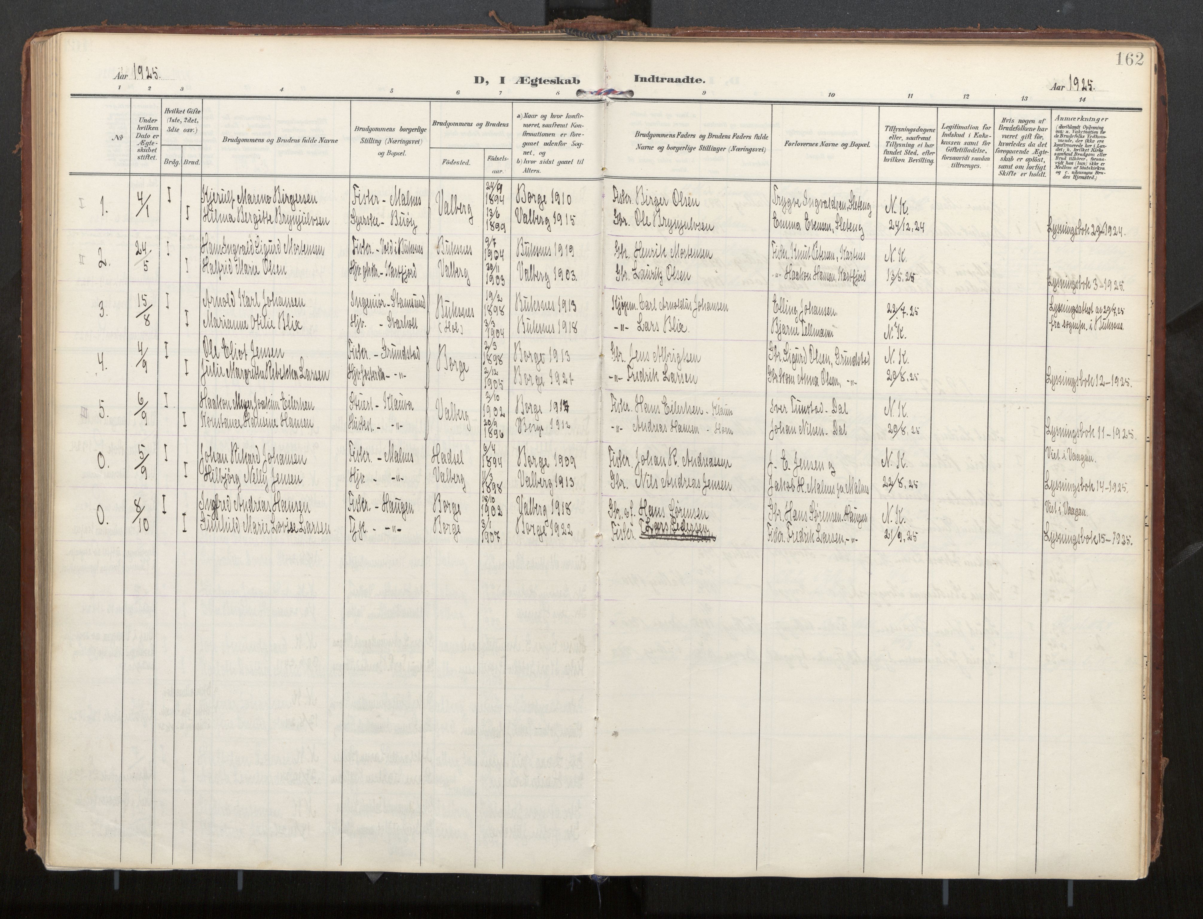 Ministerialprotokoller, klokkerbøker og fødselsregistre - Nordland, SAT/A-1459/884/L1194: Parish register (official) no. 884A02, 1906-1937, p. 162