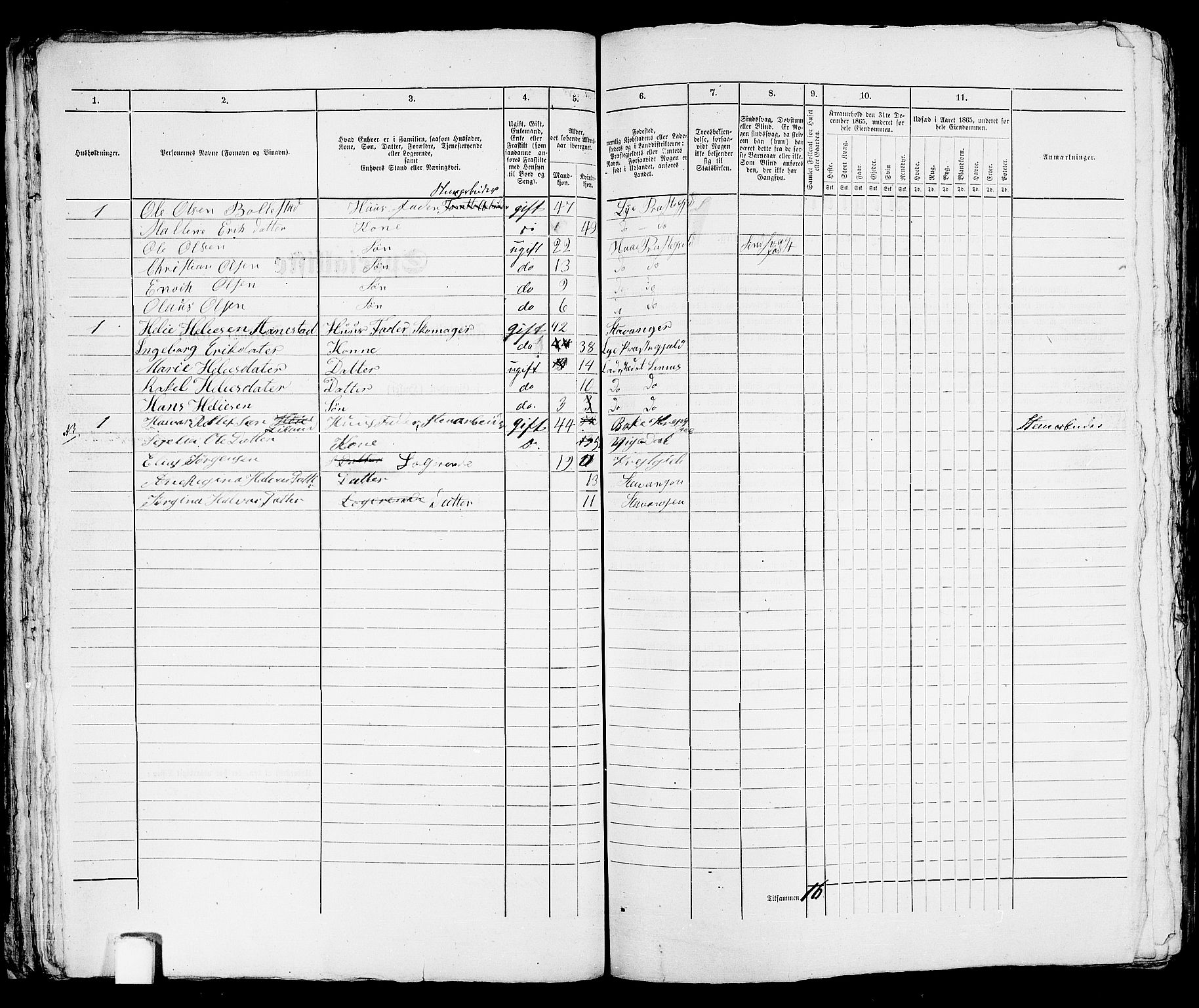 RA, 1865 census for Stavanger, 1865, p. 2101