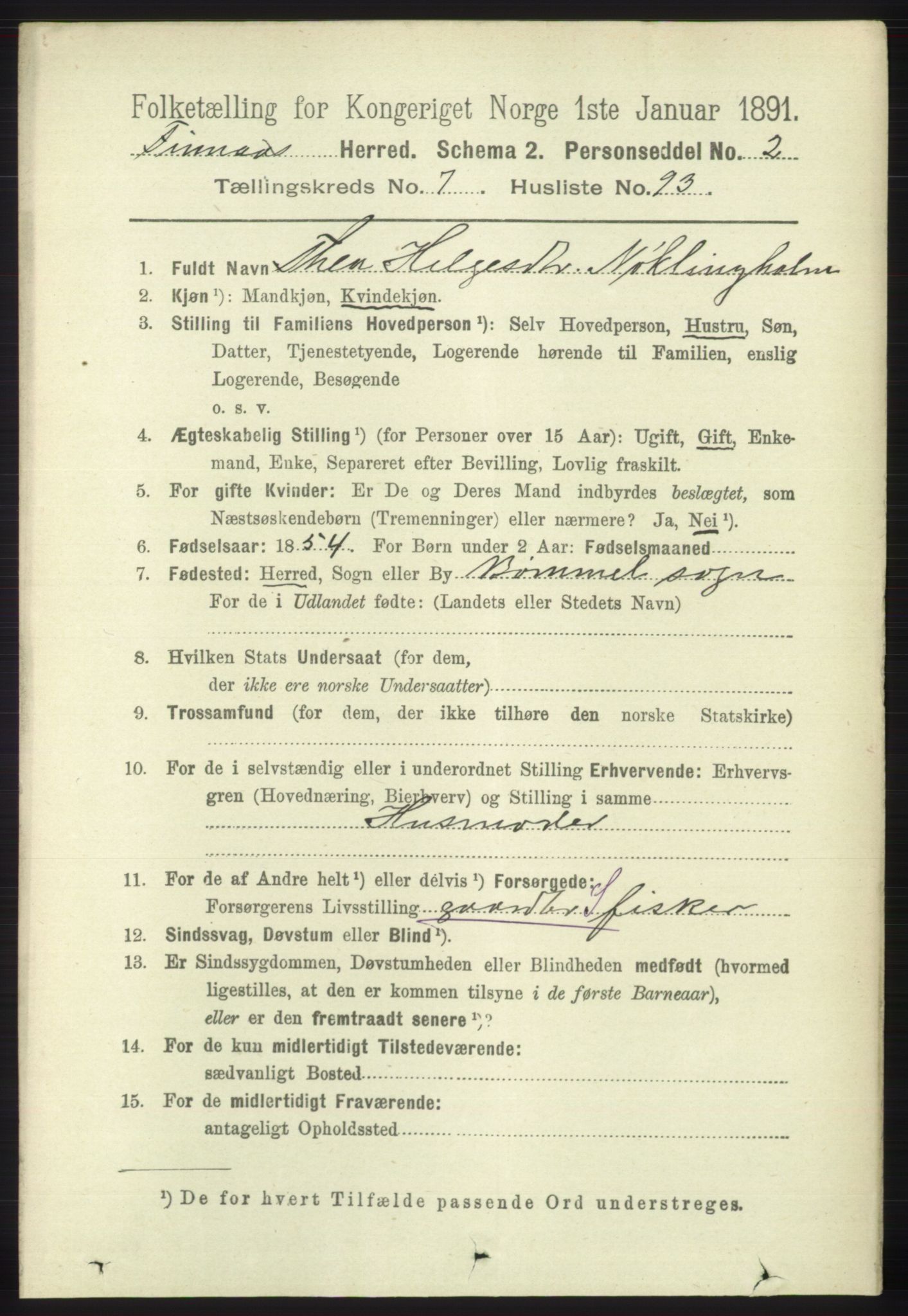 RA, 1891 census for 1218 Finnås, 1891, p. 3288