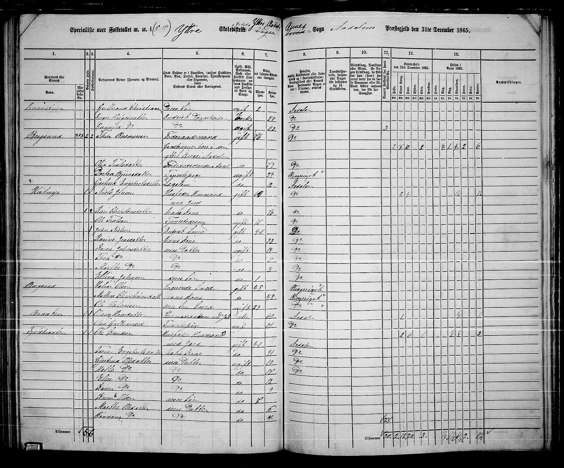 RA, 1865 census for Ådal, 1865, p. 82