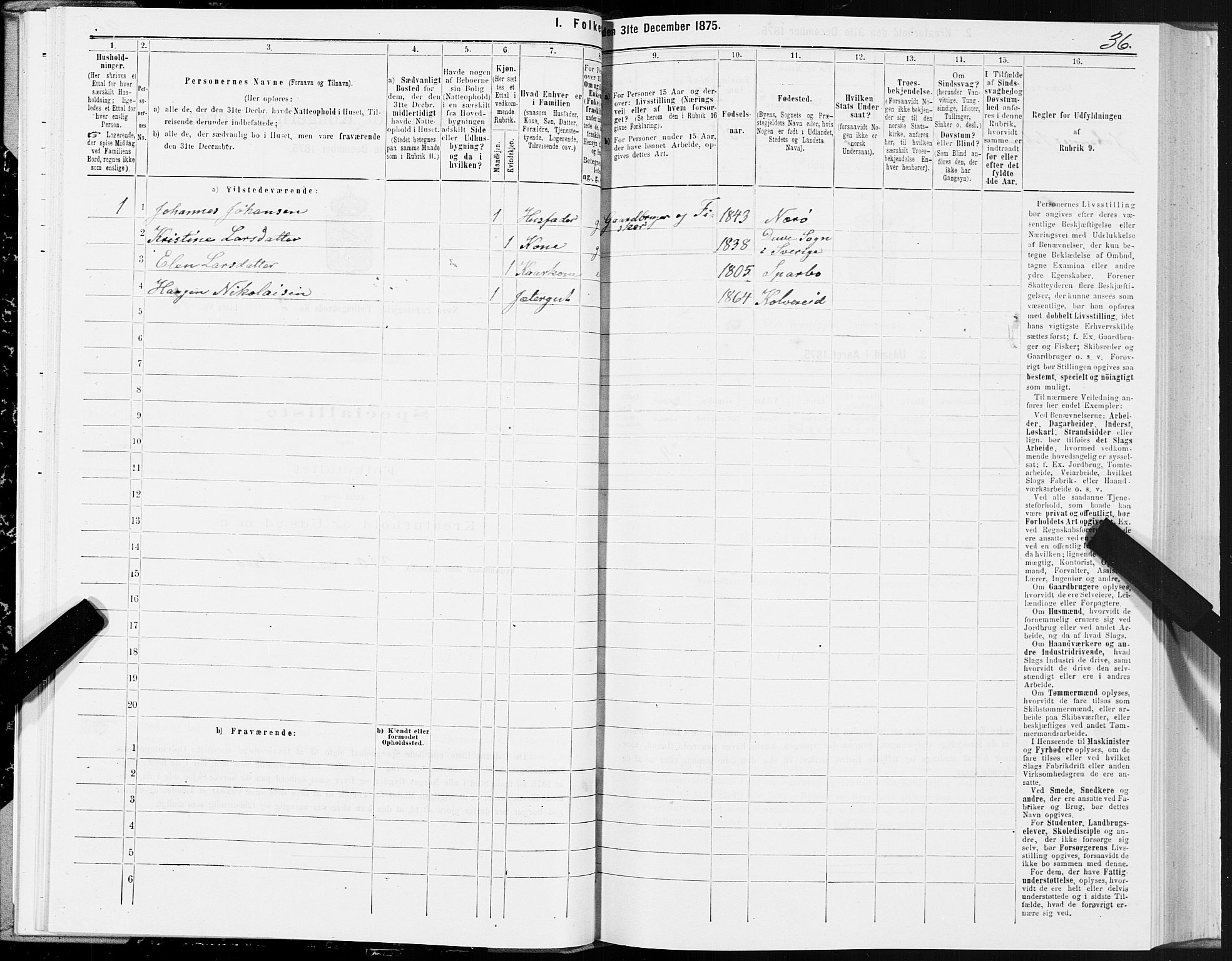 SAT, 1875 census for 1751P Nærøy, 1875, p. 2036