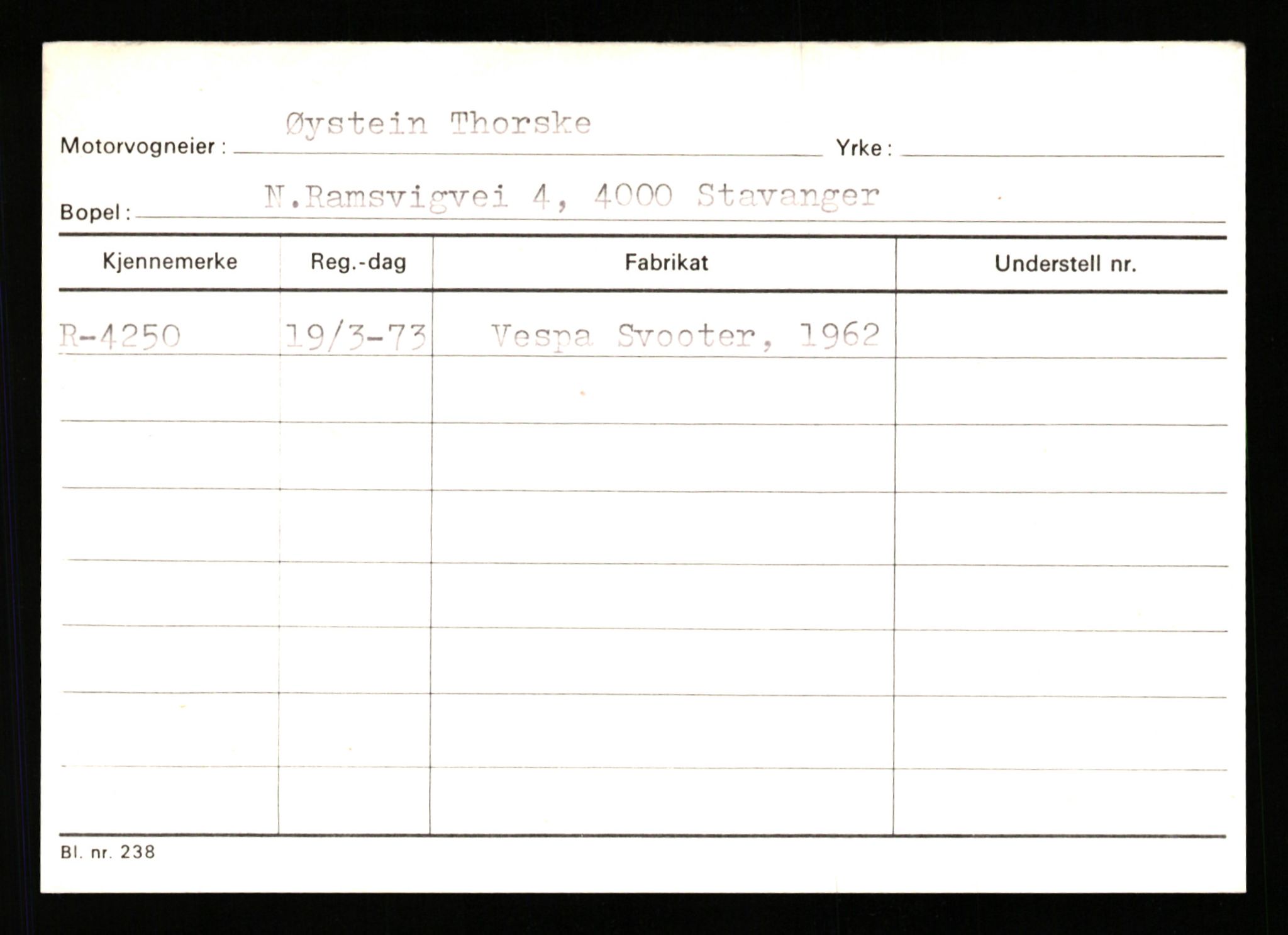 Stavanger trafikkstasjon, SAST/A-101942/0/G/L0001: Registreringsnummer: 0 - 5782, 1930-1971, p. 2603