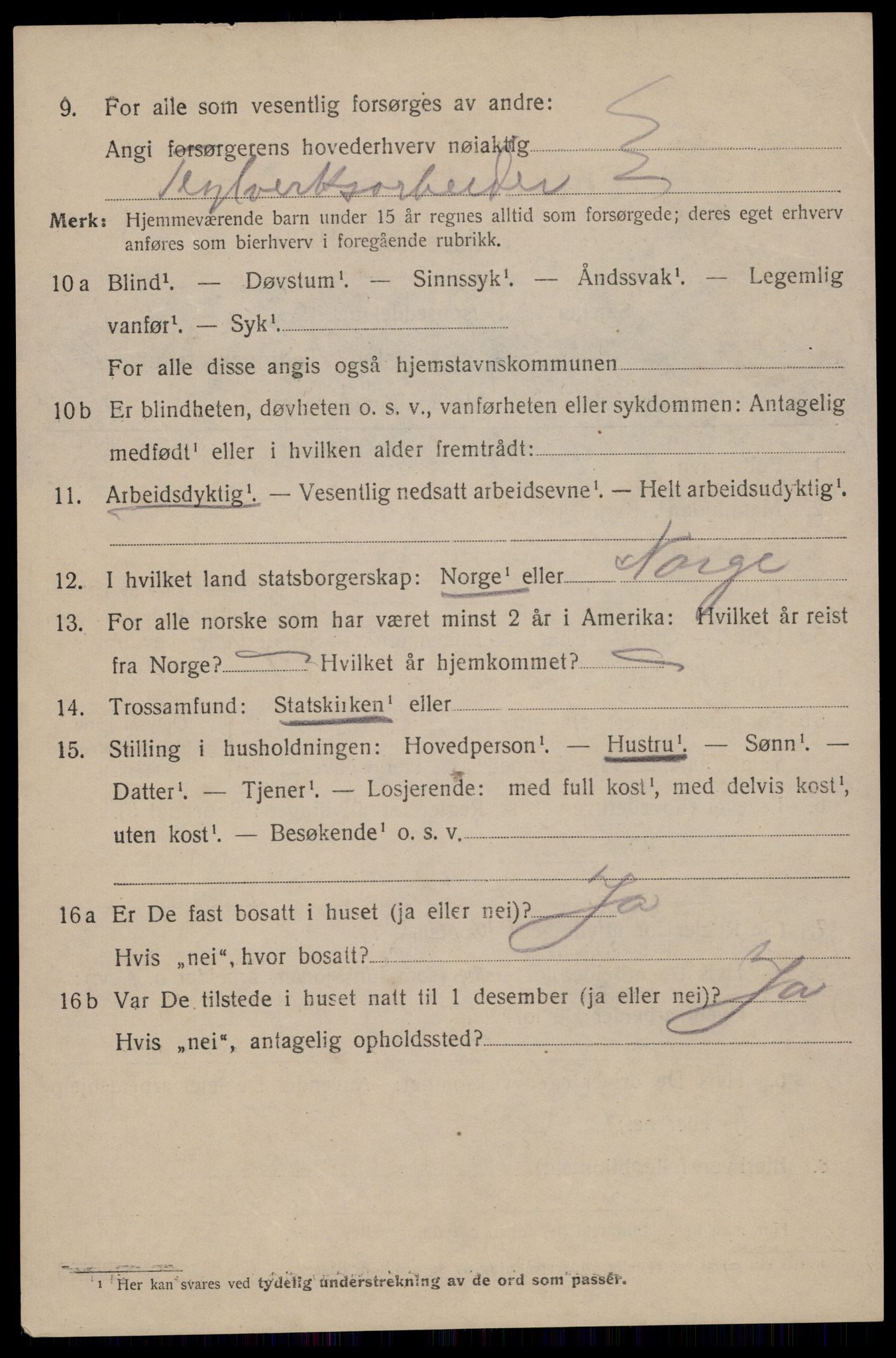 SAST, 1920 census for Sandnes, 1920, p. 3653