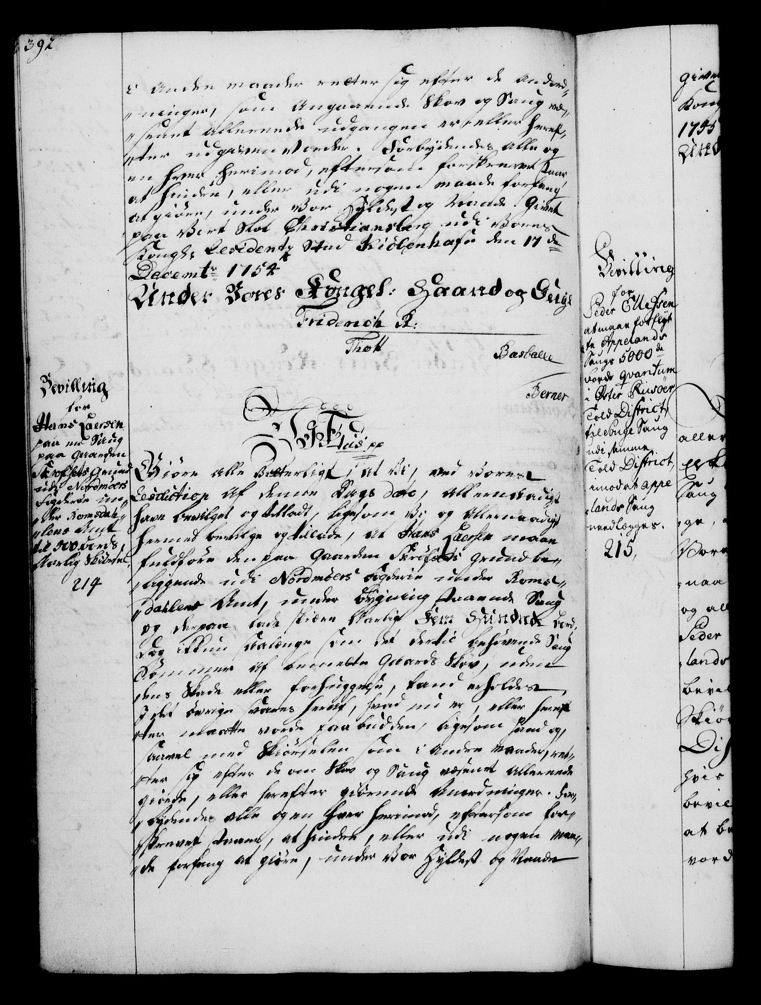 Rentekammeret, Kammerkanselliet, RA/EA-3111/G/Gg/Gga/L0006: Norsk ekspedisjonsprotokoll med register (merket RK 53.6), 1749-1759, p. 392