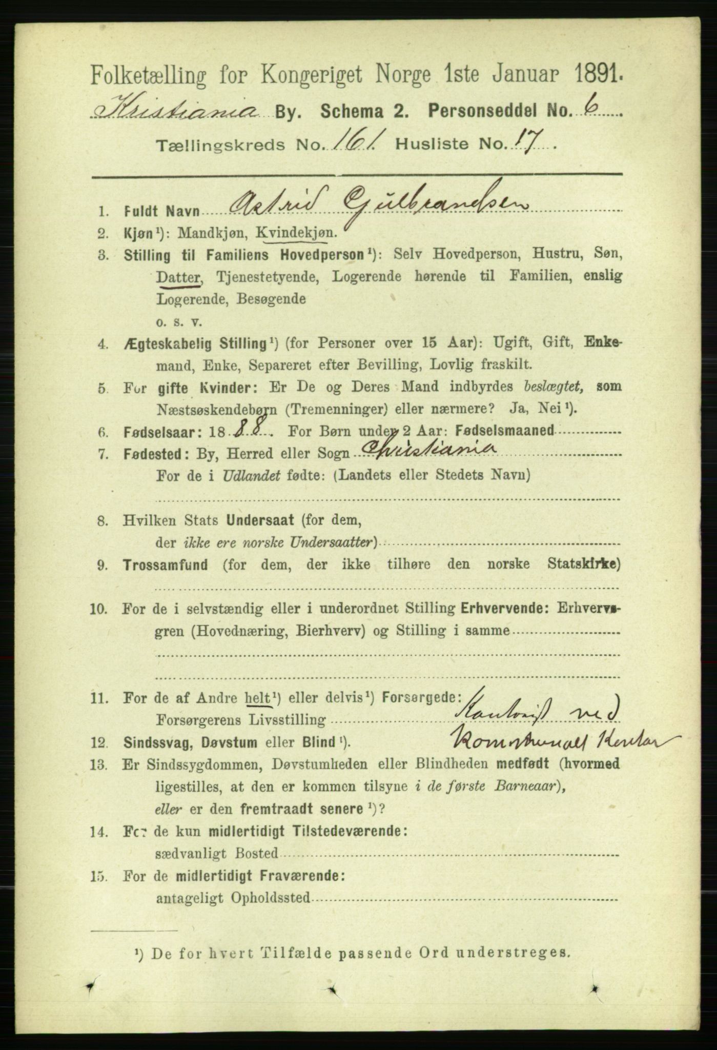 RA, 1891 census for 0301 Kristiania, 1891, p. 91907