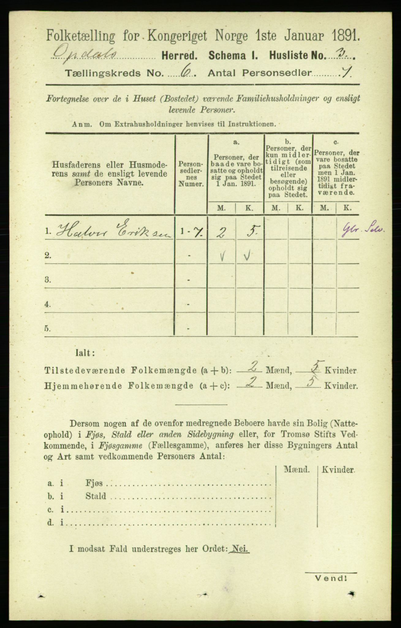 RA, 1891 census for 1634 Oppdal, 1891, p. 2674