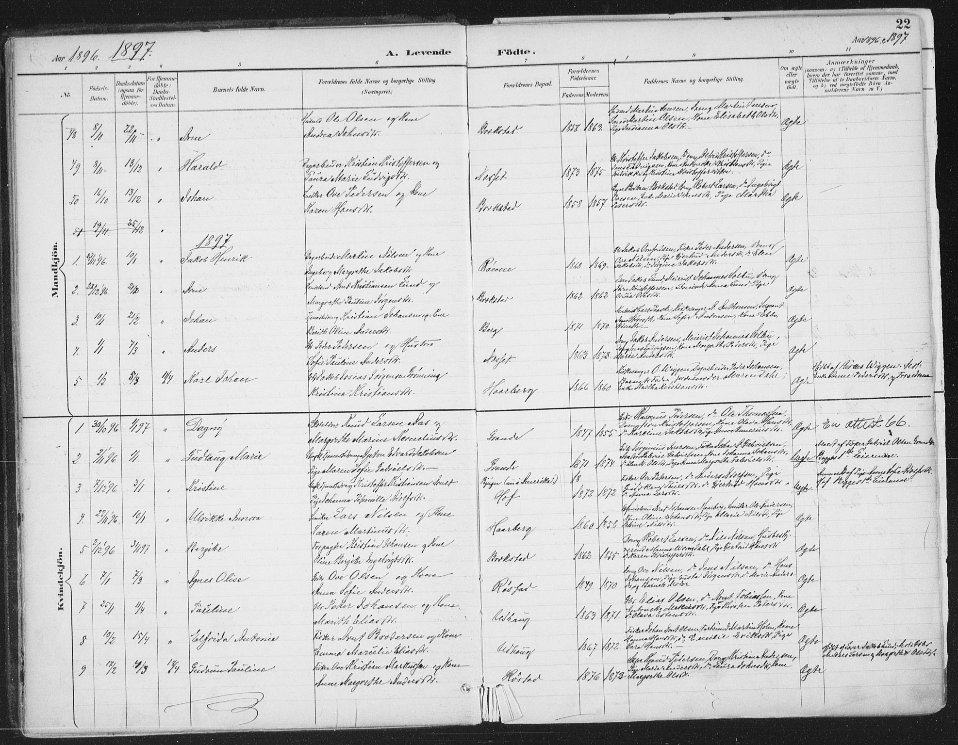 Ministerialprotokoller, klokkerbøker og fødselsregistre - Sør-Trøndelag, AV/SAT-A-1456/659/L0743: Parish register (official) no. 659A13, 1893-1910, p. 22