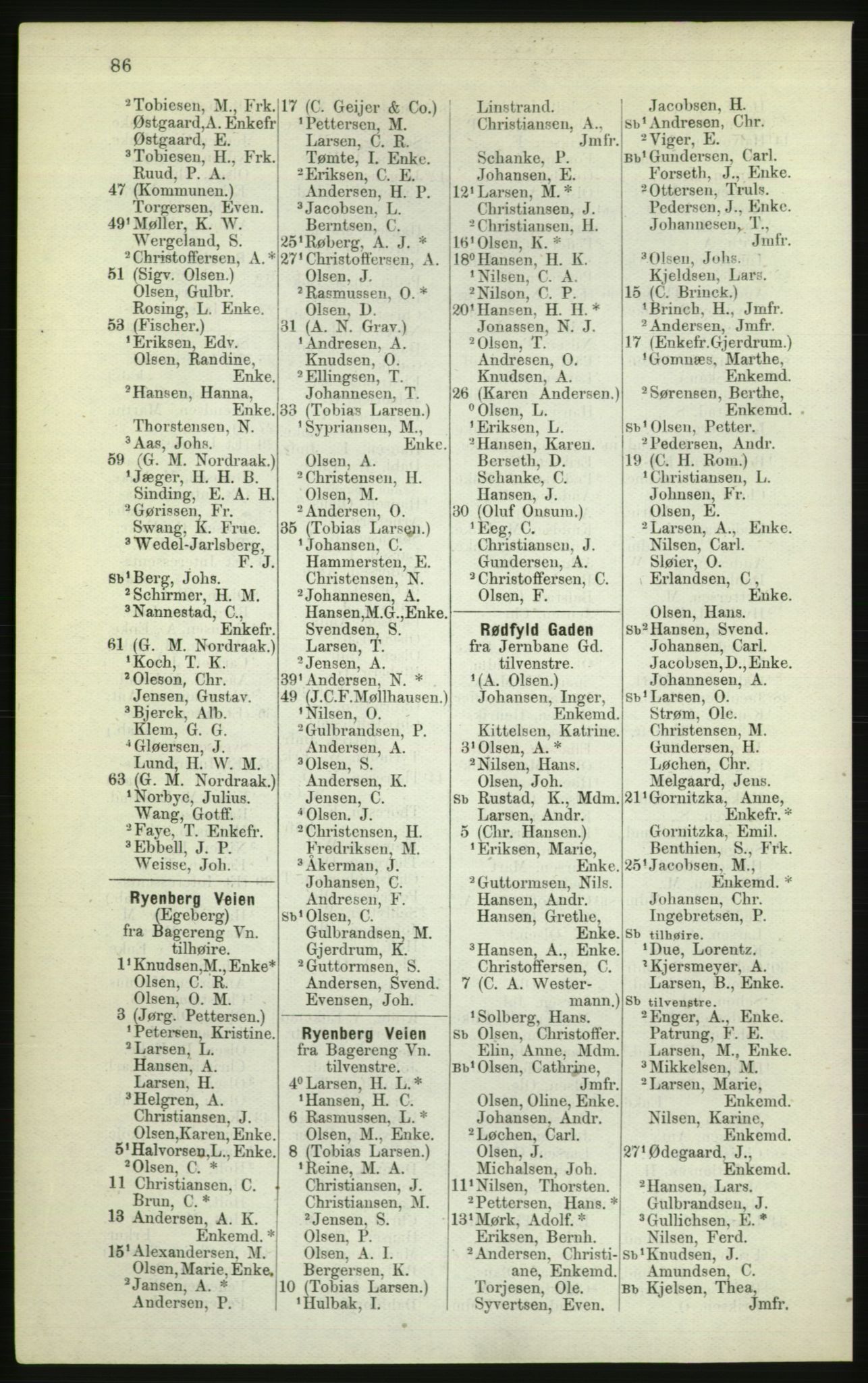 Kristiania/Oslo adressebok, PUBL/-, 1882, p. 86