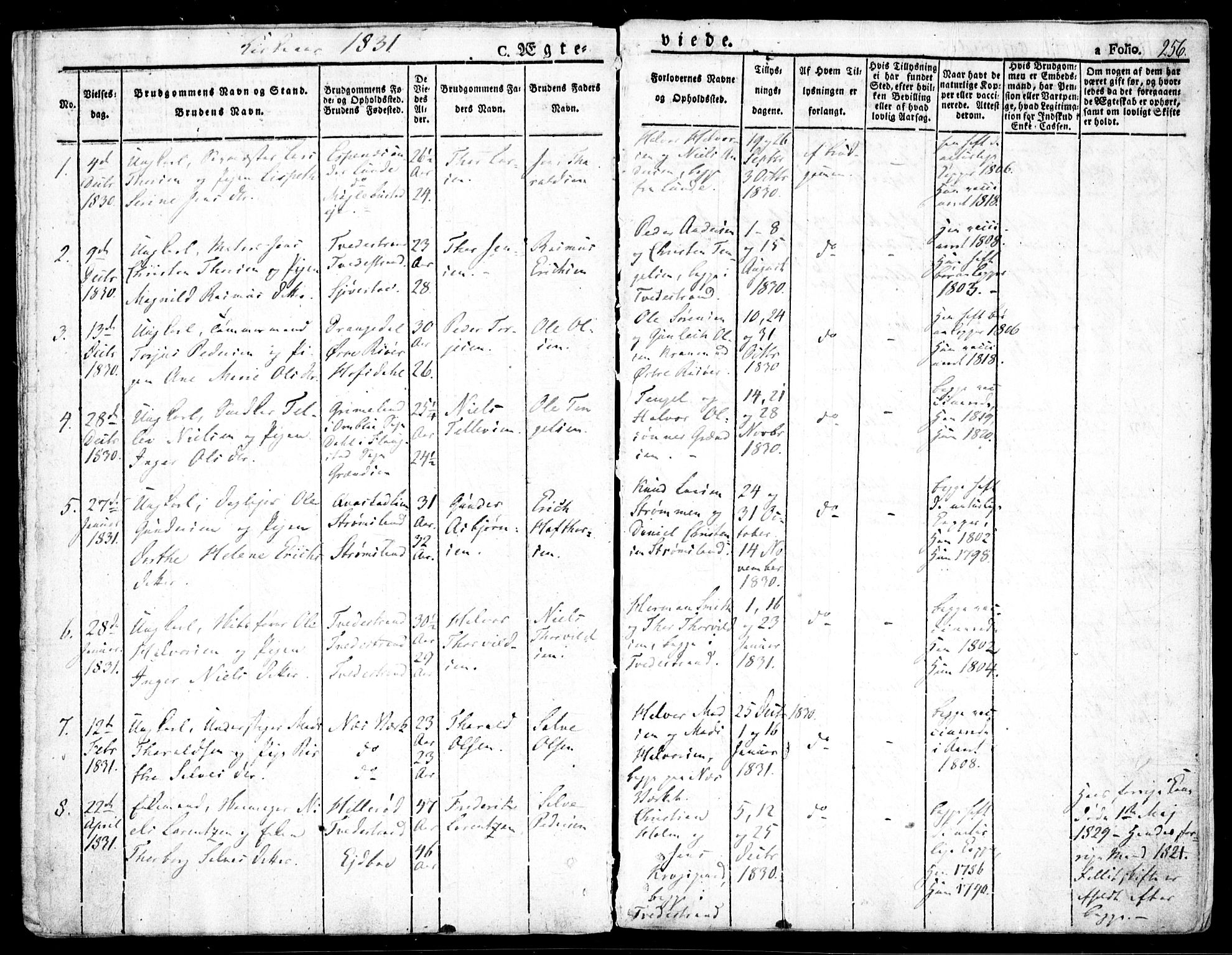 Holt sokneprestkontor, AV/SAK-1111-0021/F/Fa/L0006: Parish register (official) no. A 6, 1820-1835, p. 256