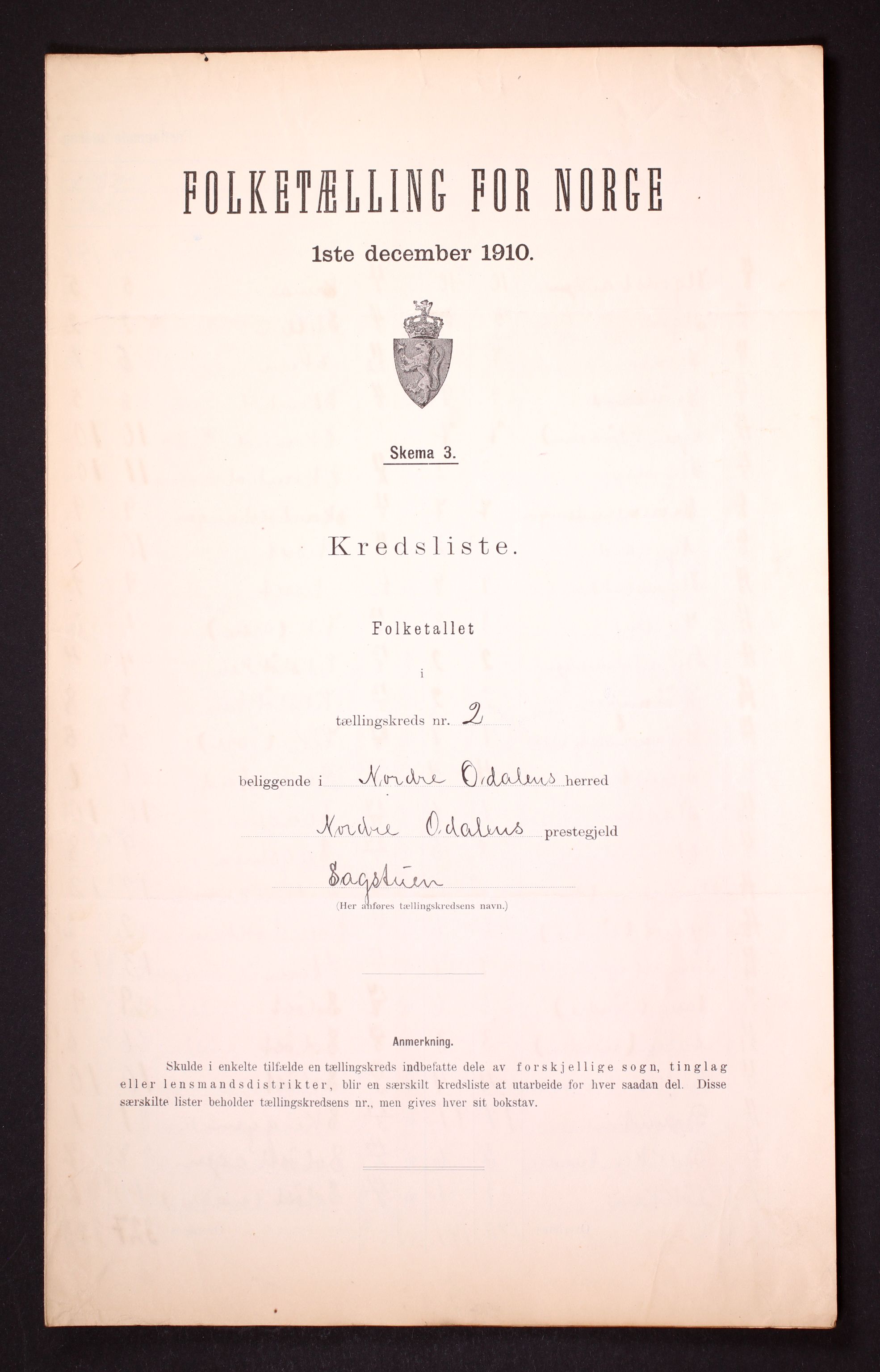RA, 1910 census for Nord-Odal, 1910, p. 7