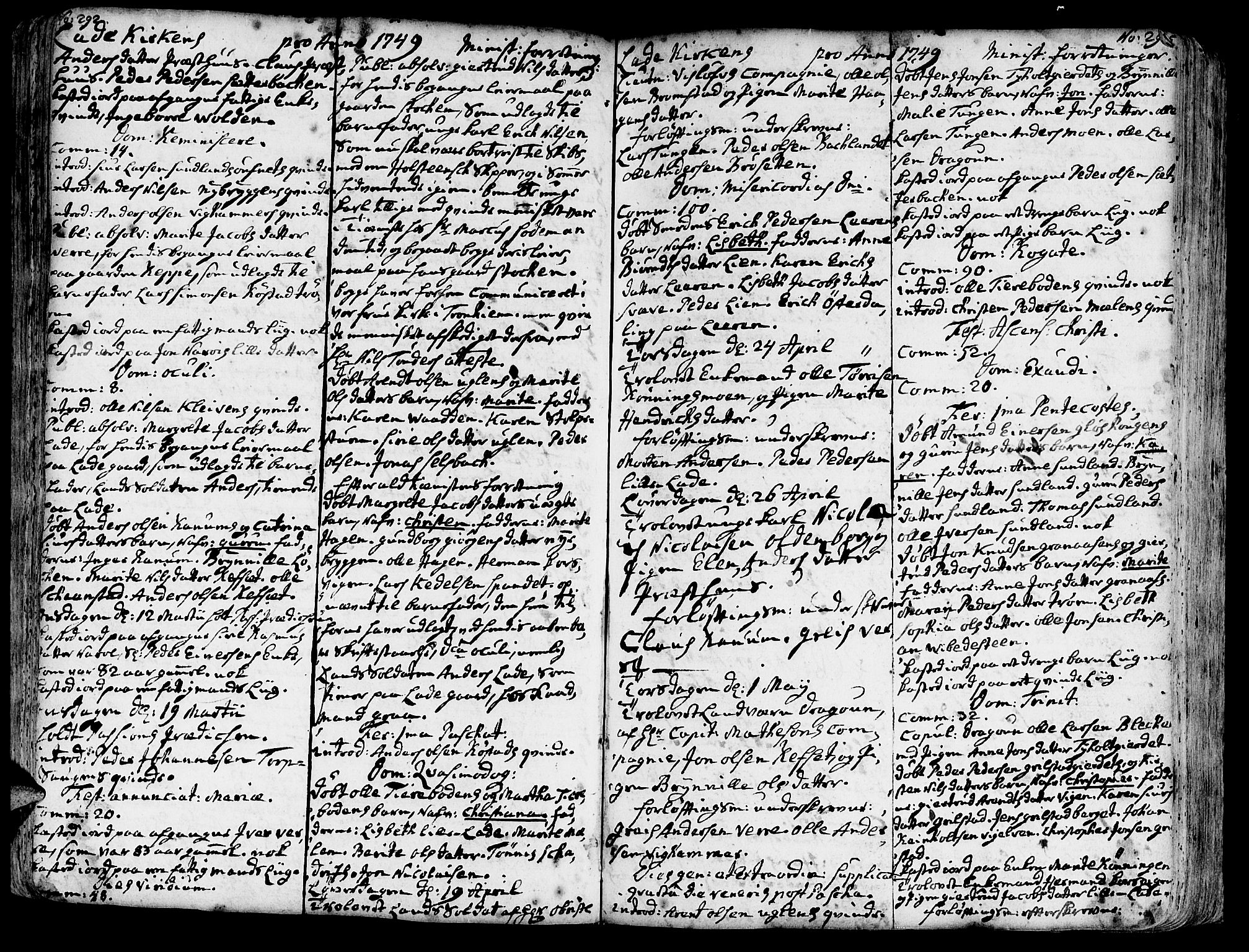 Ministerialprotokoller, klokkerbøker og fødselsregistre - Sør-Trøndelag, SAT/A-1456/606/L0275: Parish register (official) no. 606A01 /1, 1727-1780, p. 292-293