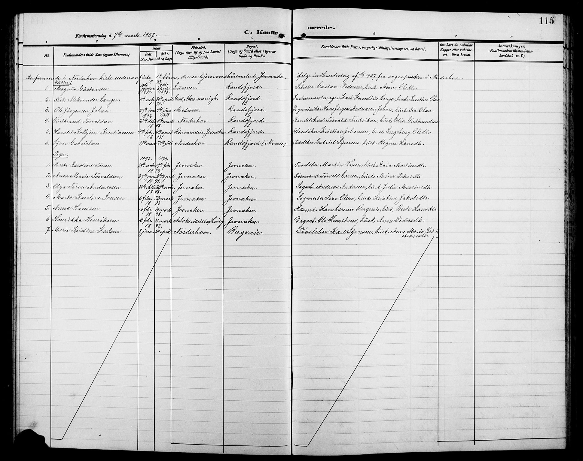 Jevnaker prestekontor, SAH/PREST-116/H/Ha/Hab/L0004: Parish register (copy) no. 4, 1907-1918, p. 115