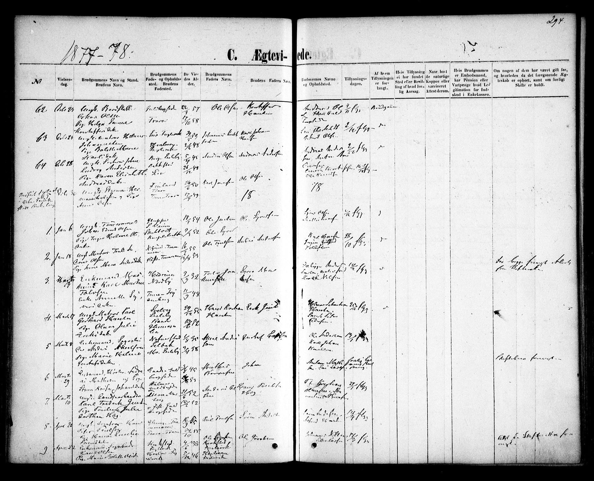 Glemmen prestekontor Kirkebøker, AV/SAO-A-10908/F/Fa/L0009: Parish register (official) no. 9, 1871-1878, p. 294