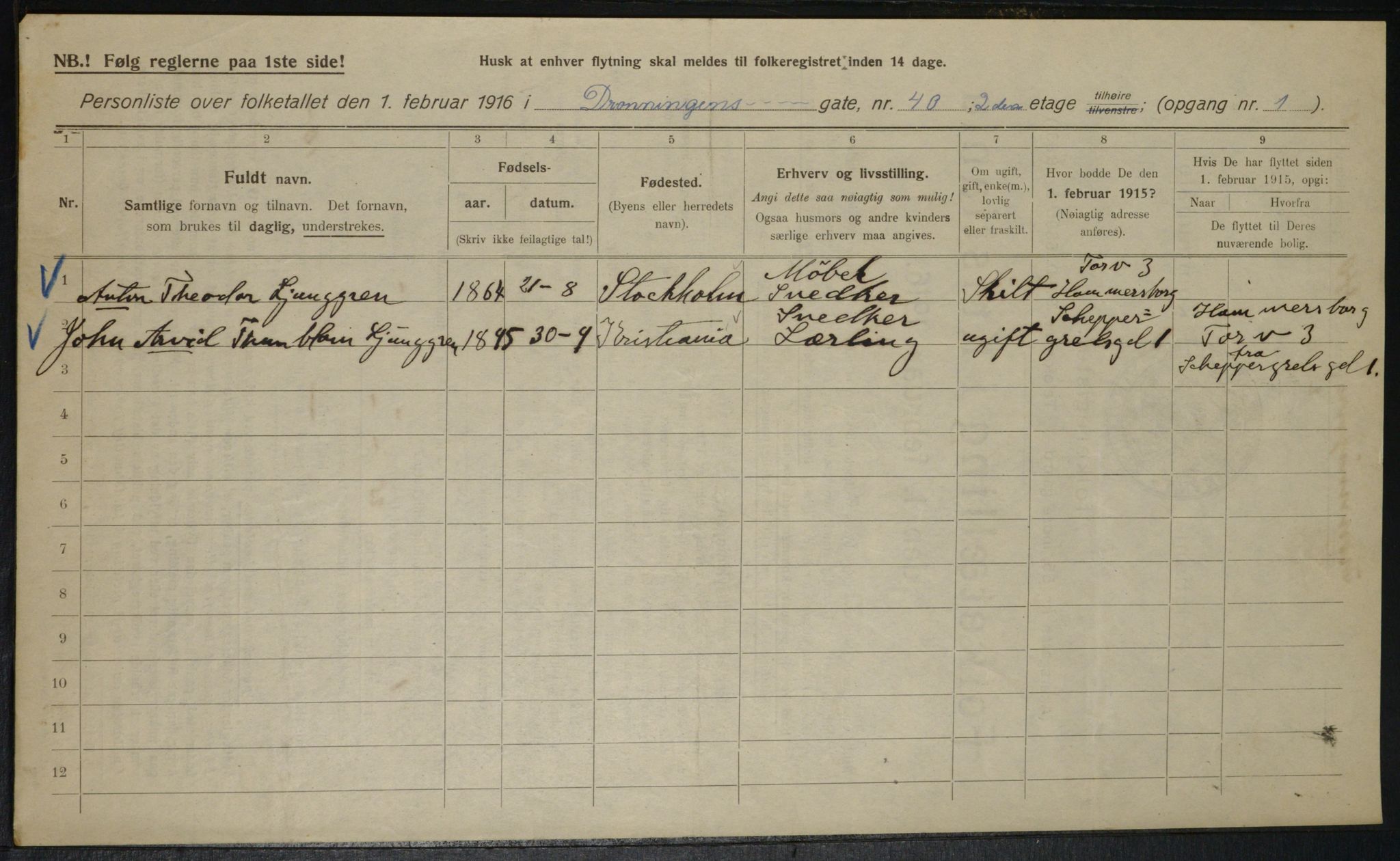 OBA, Municipal Census 1916 for Kristiania, 1916, p. 17487