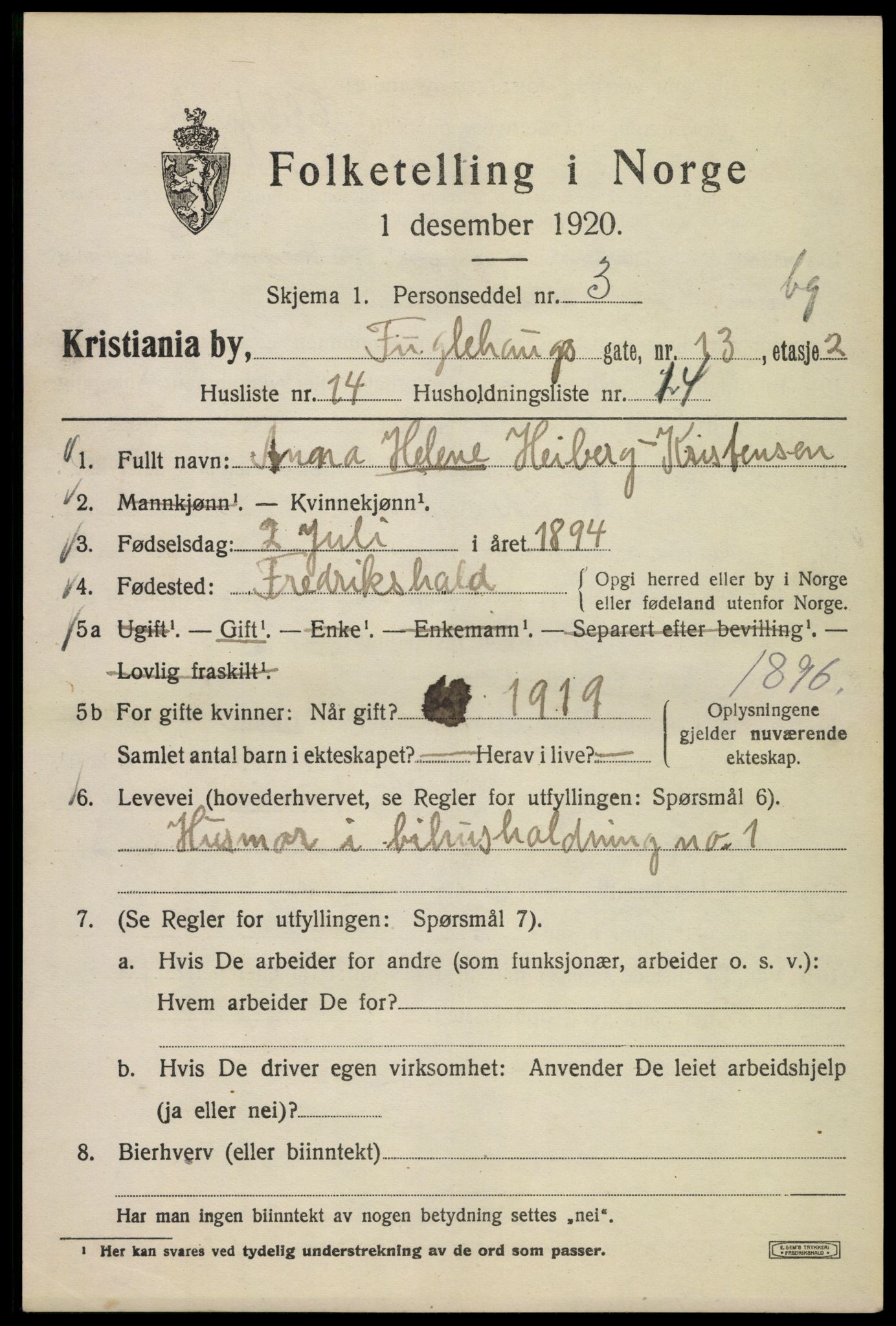 SAO, 1920 census for Kristiania, 1920, p. 245665