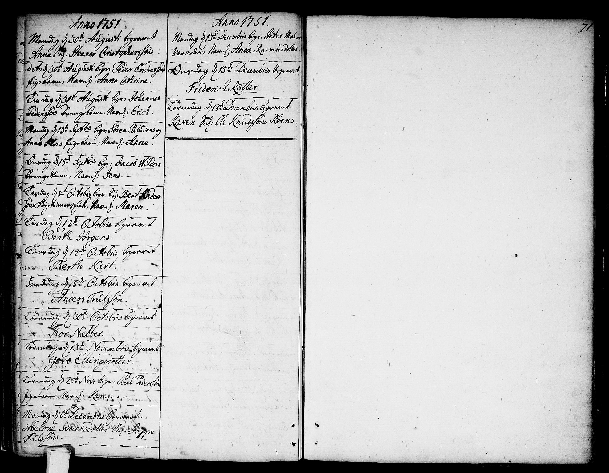 Strømsø kirkebøker, AV/SAKO-A-246/F/Fa/L0007: Parish register (official) no. I 7, 1739-1751, p. 71