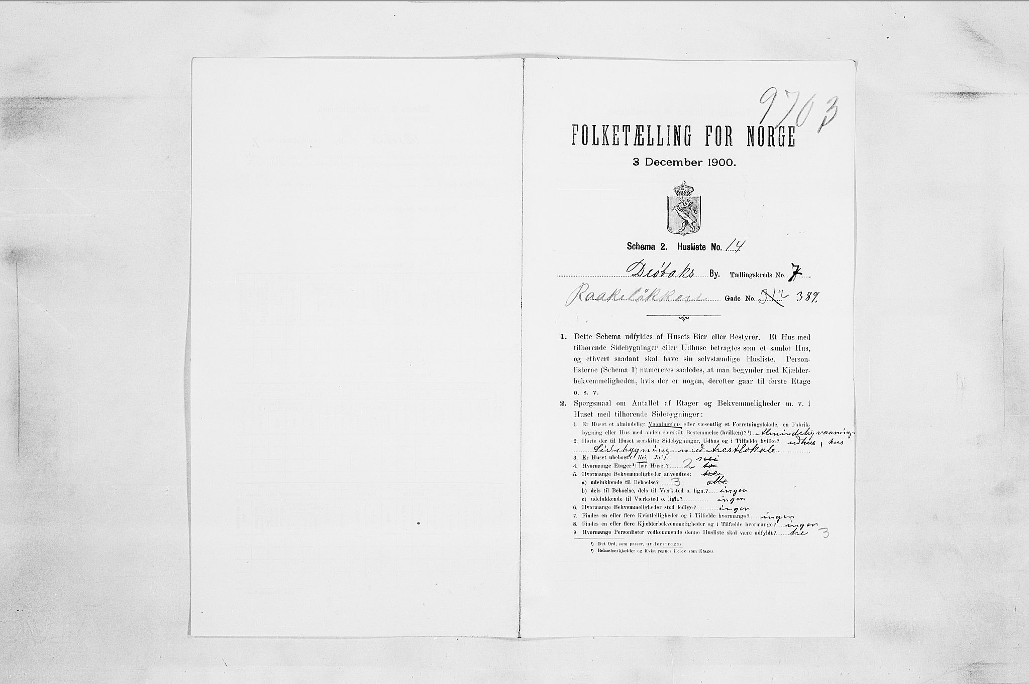 SAO, 1900 census for Drøbak, 1900