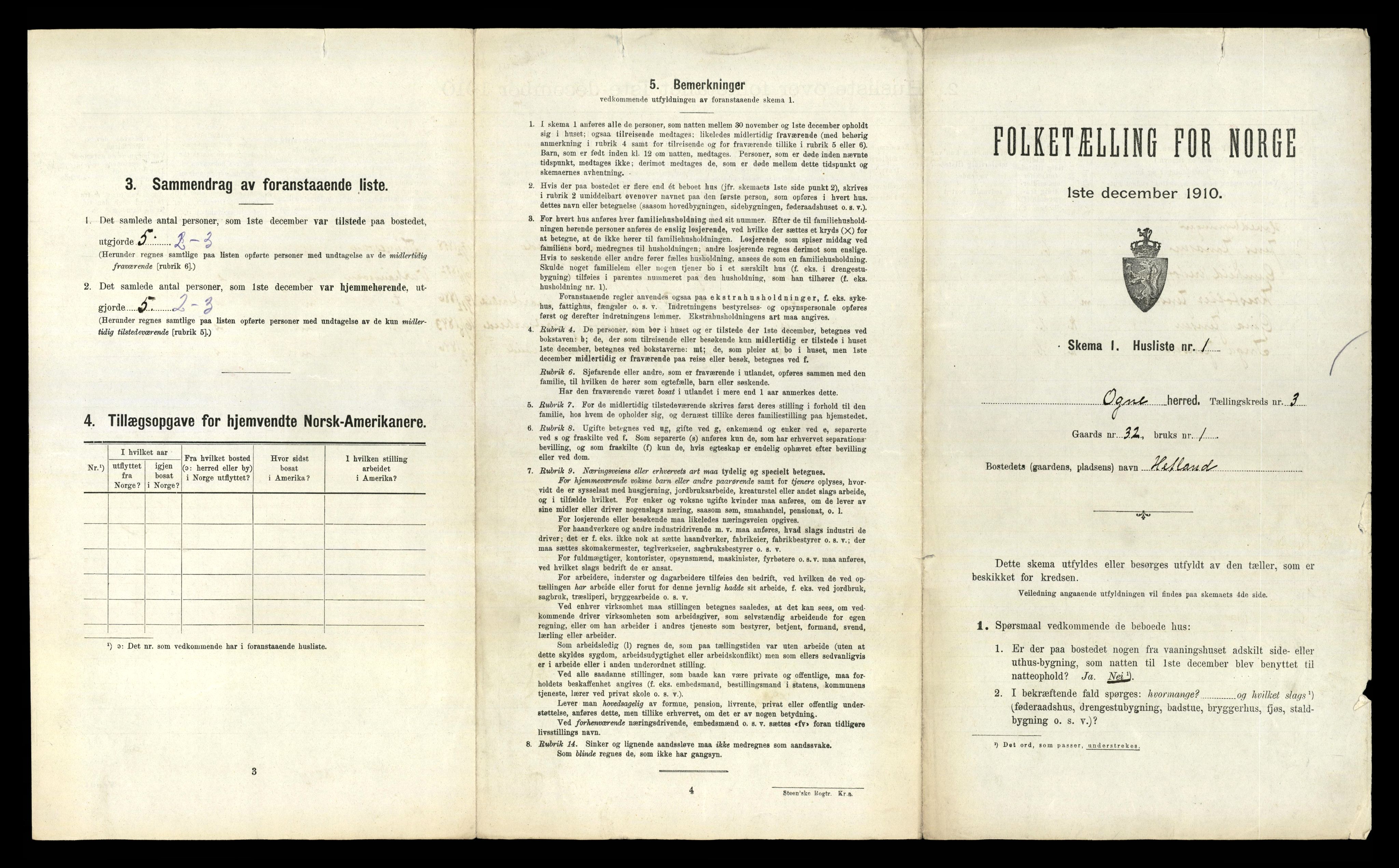 RA, 1910 census for Ogna, 1910, p. 285