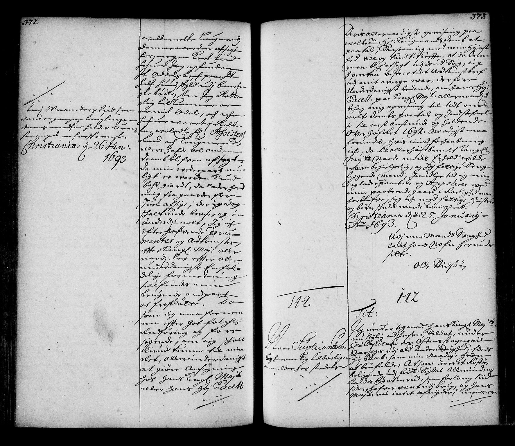 Stattholderembetet 1572-1771, RA/EA-2870/Ae/L0010: Supplikasjons- og resolusjonsprotokoll, 1692-1693, p. 372-373