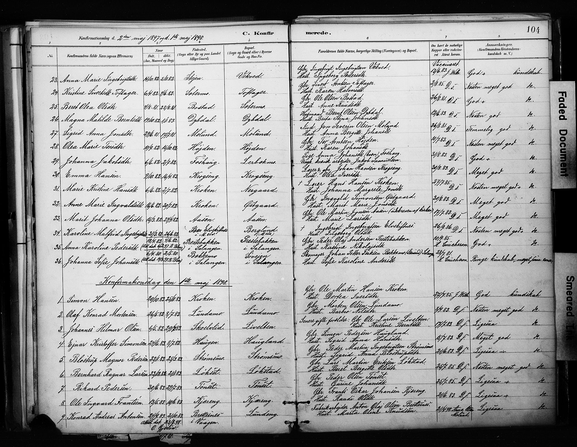 Målselv sokneprestembete, AV/SATØ-S-1311/G/Ga/Gaa/L0010kirke: Parish register (official) no. 10, 1890-1902, p. 104