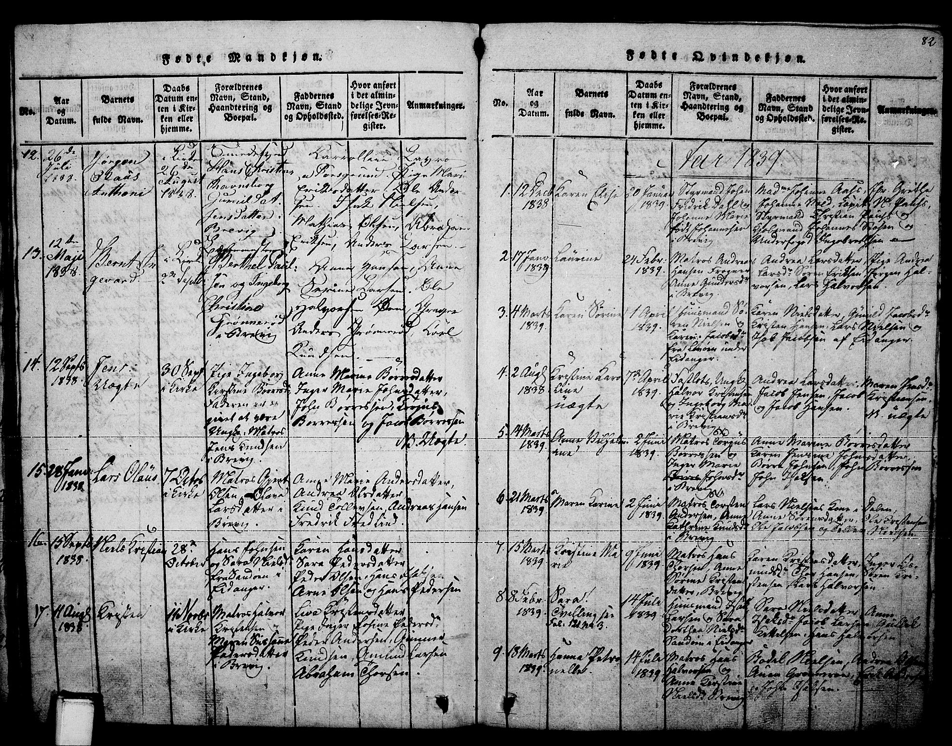 Brevik kirkebøker, SAKO/A-255/F/Fa/L0004: Parish register (official) no. 4, 1814-1846, p. 82