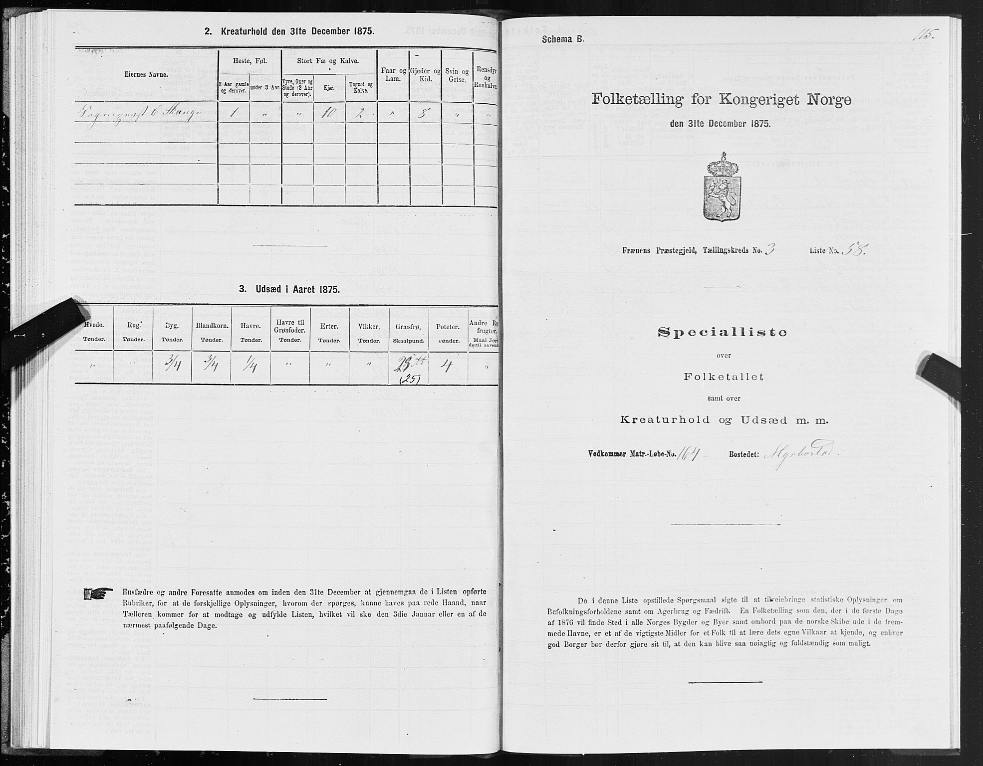 SAT, 1875 census for 1548P Fræna, 1875, p. 2115