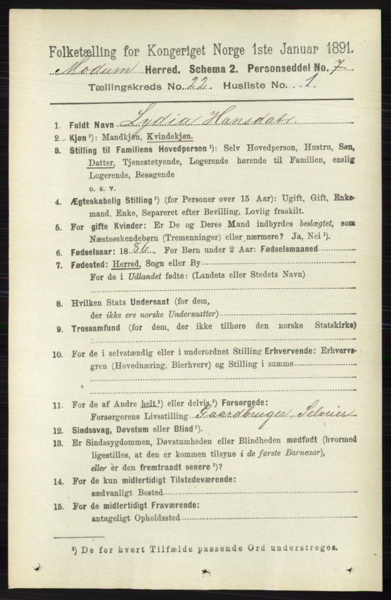 RA, 1891 census for 0623 Modum, 1891, p. 8395