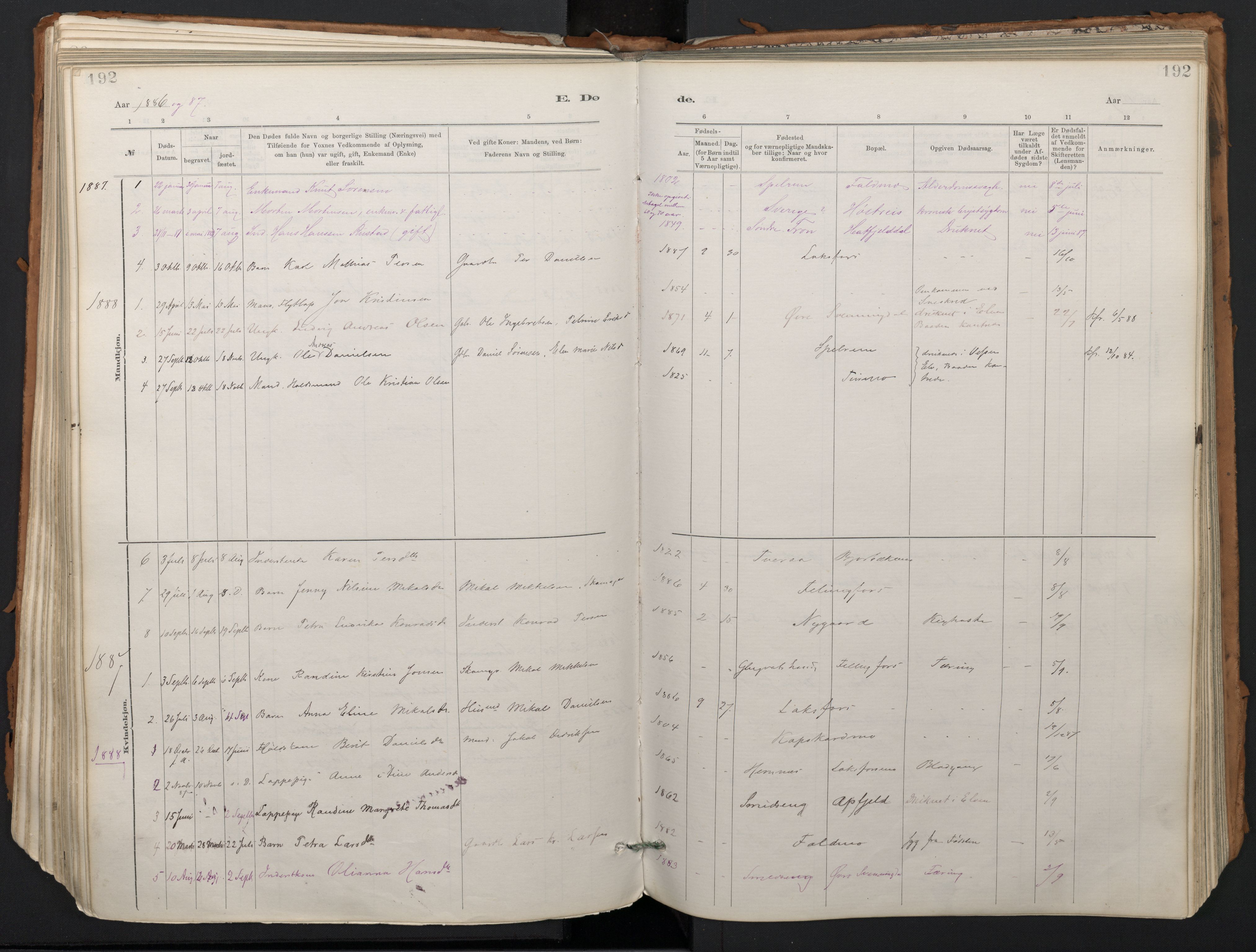 Ministerialprotokoller, klokkerbøker og fødselsregistre - Nordland, SAT/A-1459/824/L0338: Parish register (official) no. 824A01, 1880-1915, p. 192