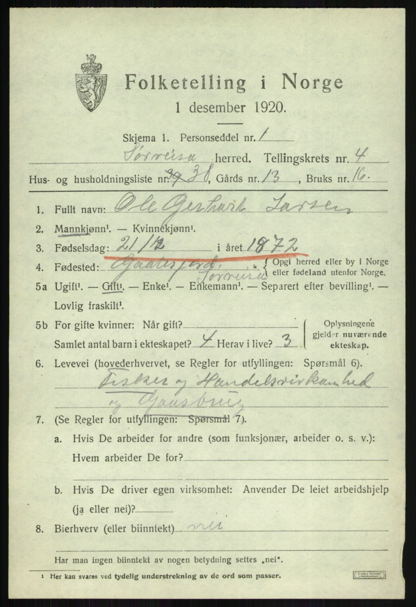 SATØ, 1920 census for Sørreisa, 1920, p. 2278