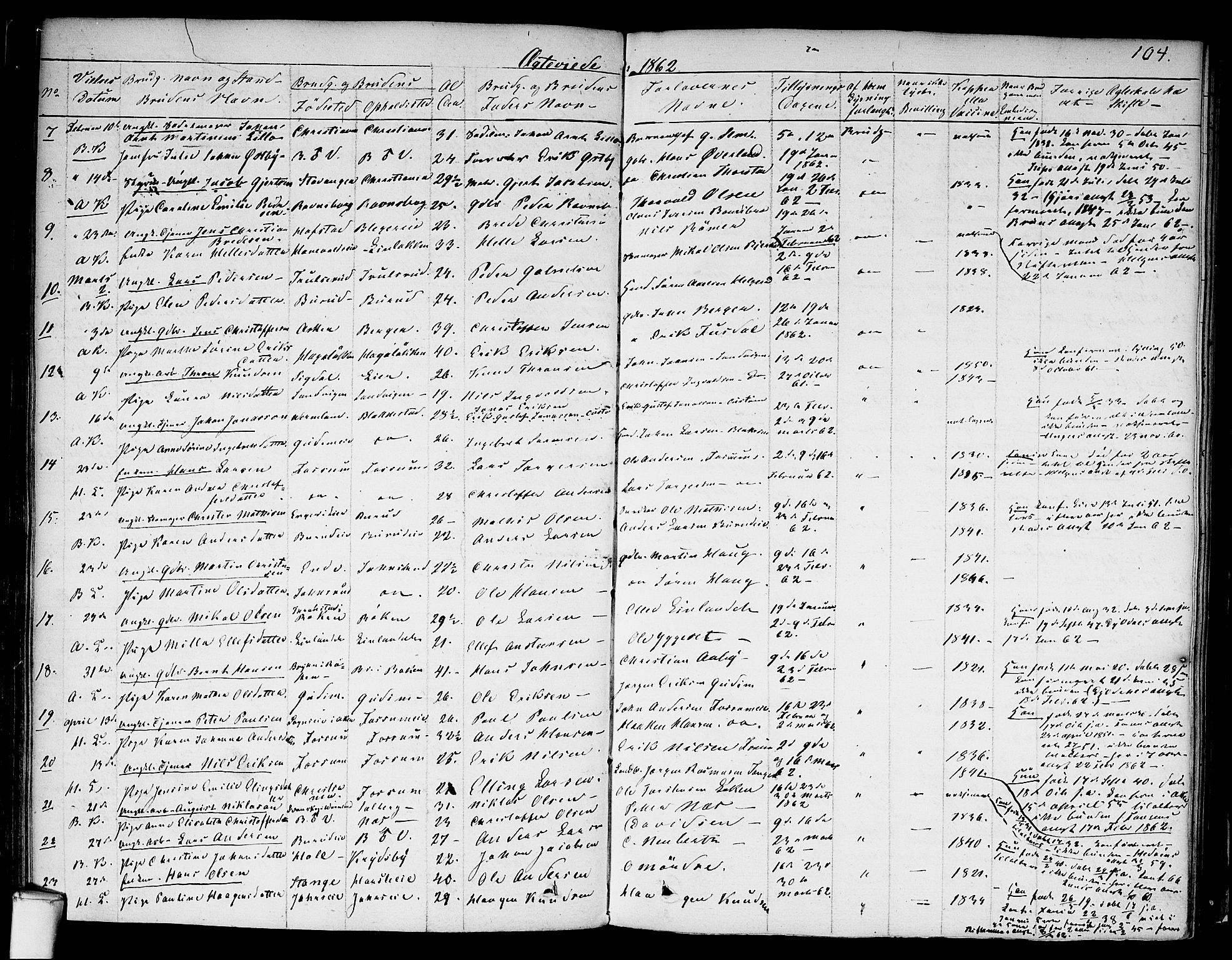 Asker prestekontor Kirkebøker, SAO/A-10256a/F/Fa/L0010: Parish register (official) no. I 10, 1825-1878, p. 104