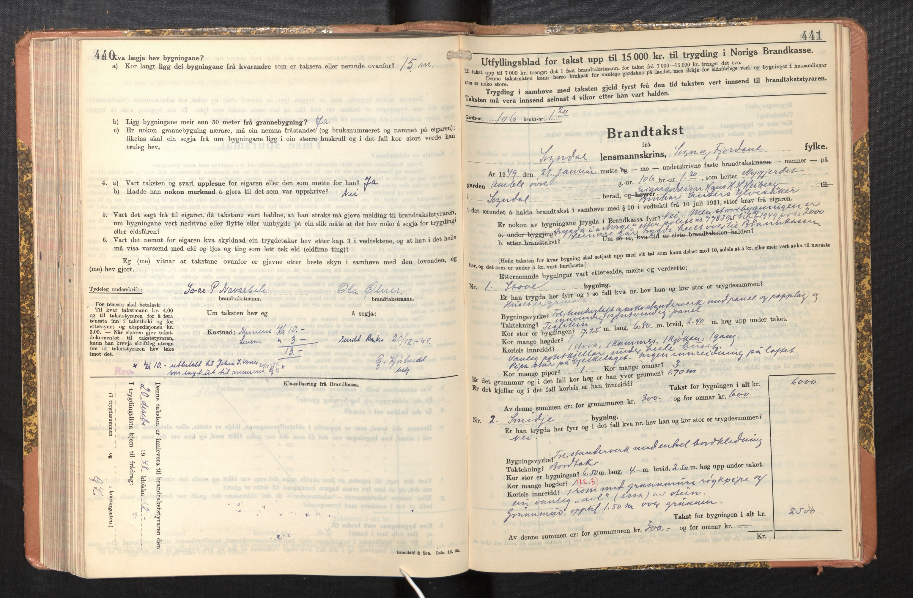 Lensmannen i Sogndal, SAB/A-29901/0012/L0014: Branntakstprotokoll, skjematakst, 1938-1950, p. 440-441