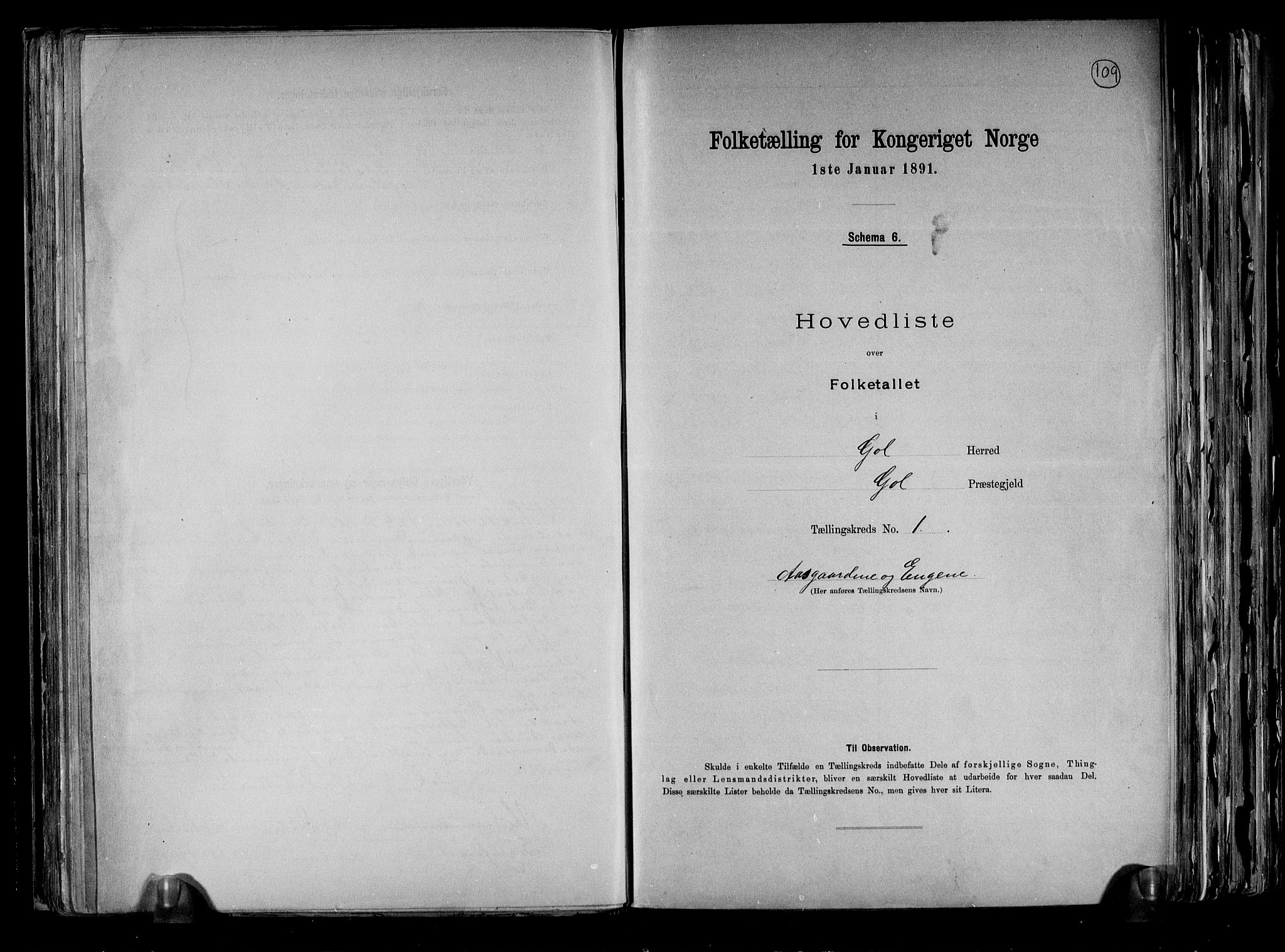 RA, 1891 census for 0617 Gol og Hemsedal, 1891, p. 4