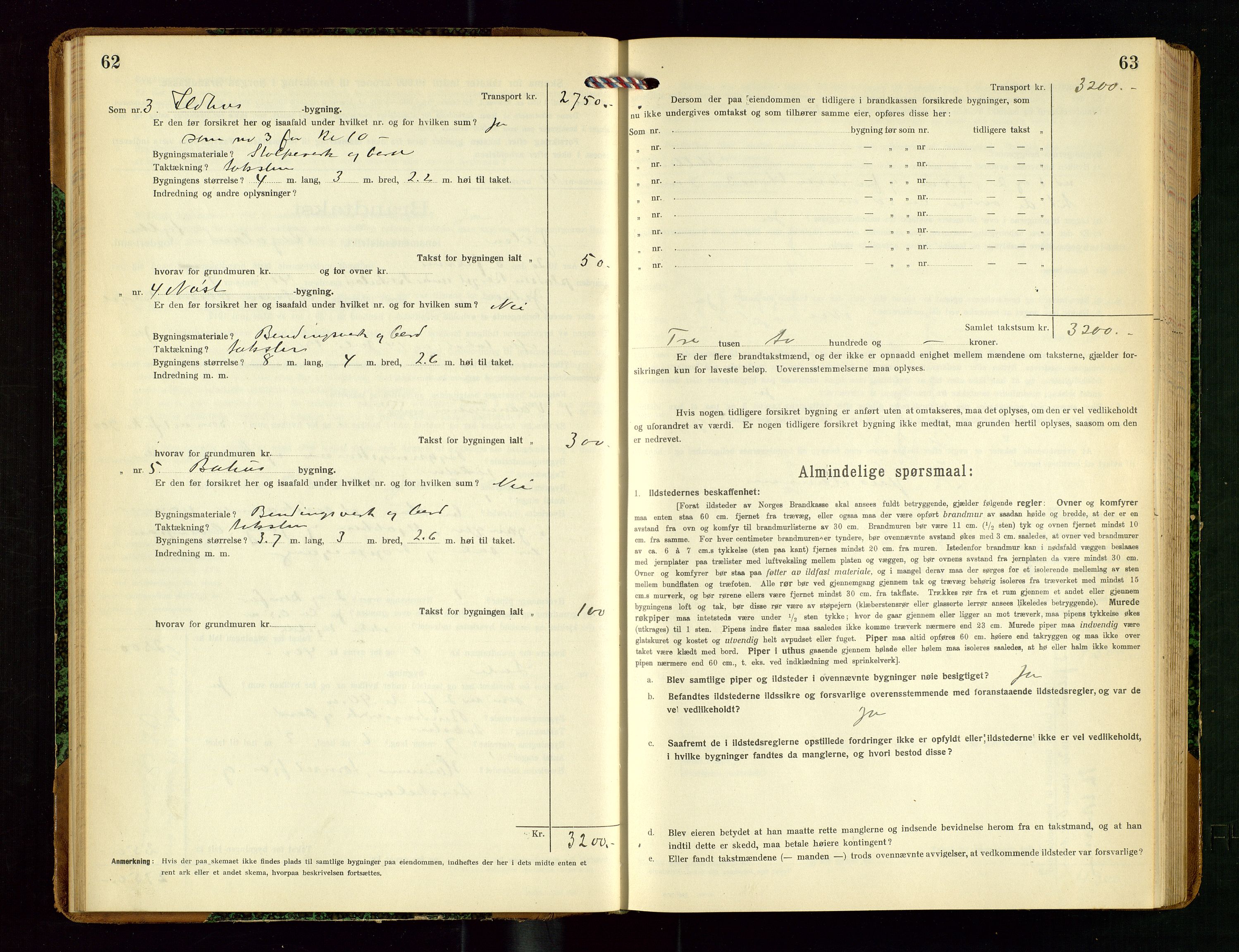 Jelsa lensmannskontor, SAST/A-100360/Gob/L0002: "Brandtakstprotokol", 1918-1942, p. 62-63