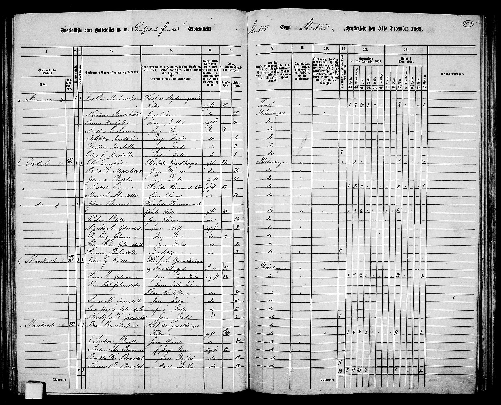 RA, 1865 census for Ibestad, 1865, p. 142