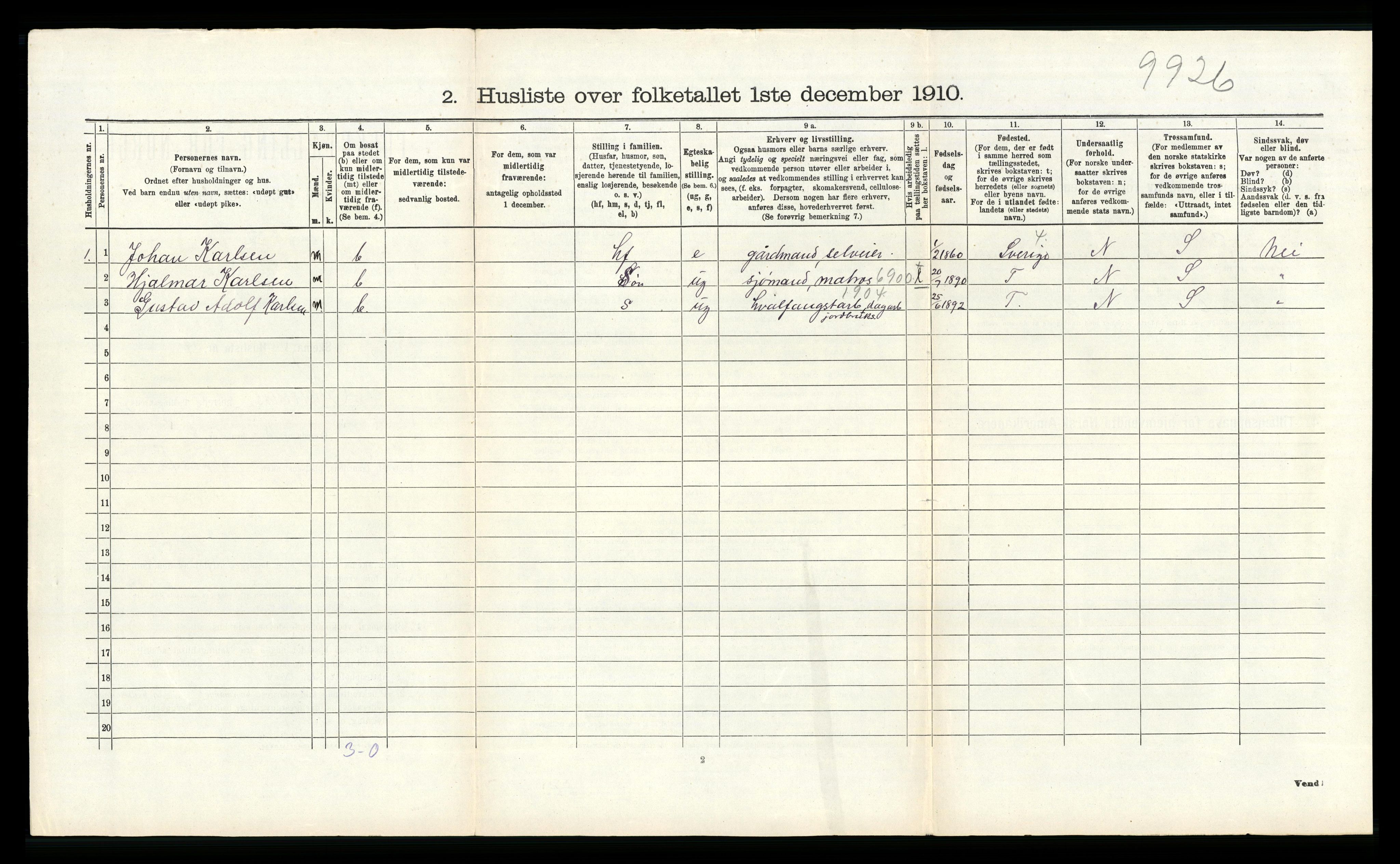 RA, 1910 census for Ramnes, 1910, p. 397