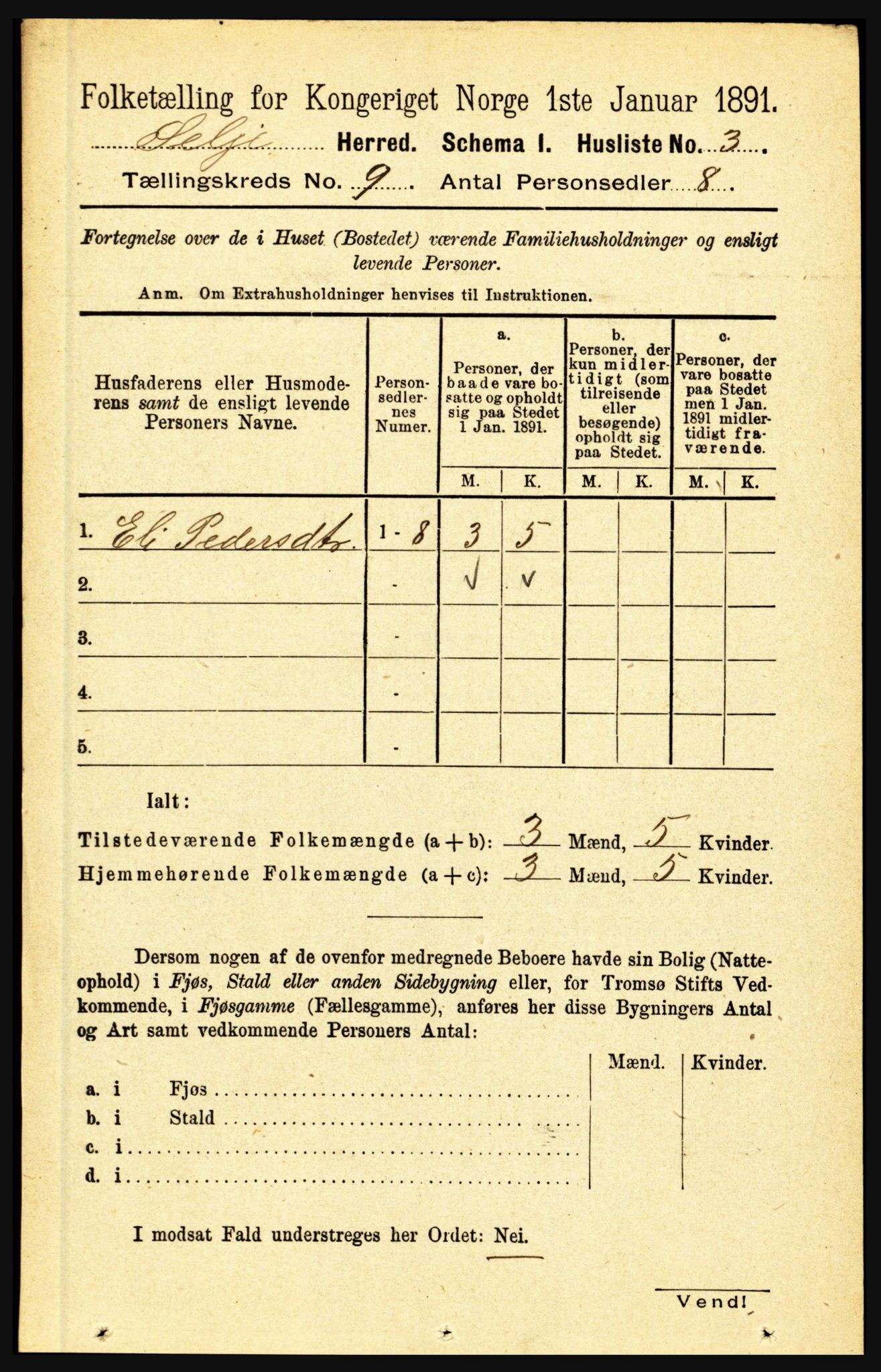 RA, 1891 census for 1441 Selje, 1891, p. 2650