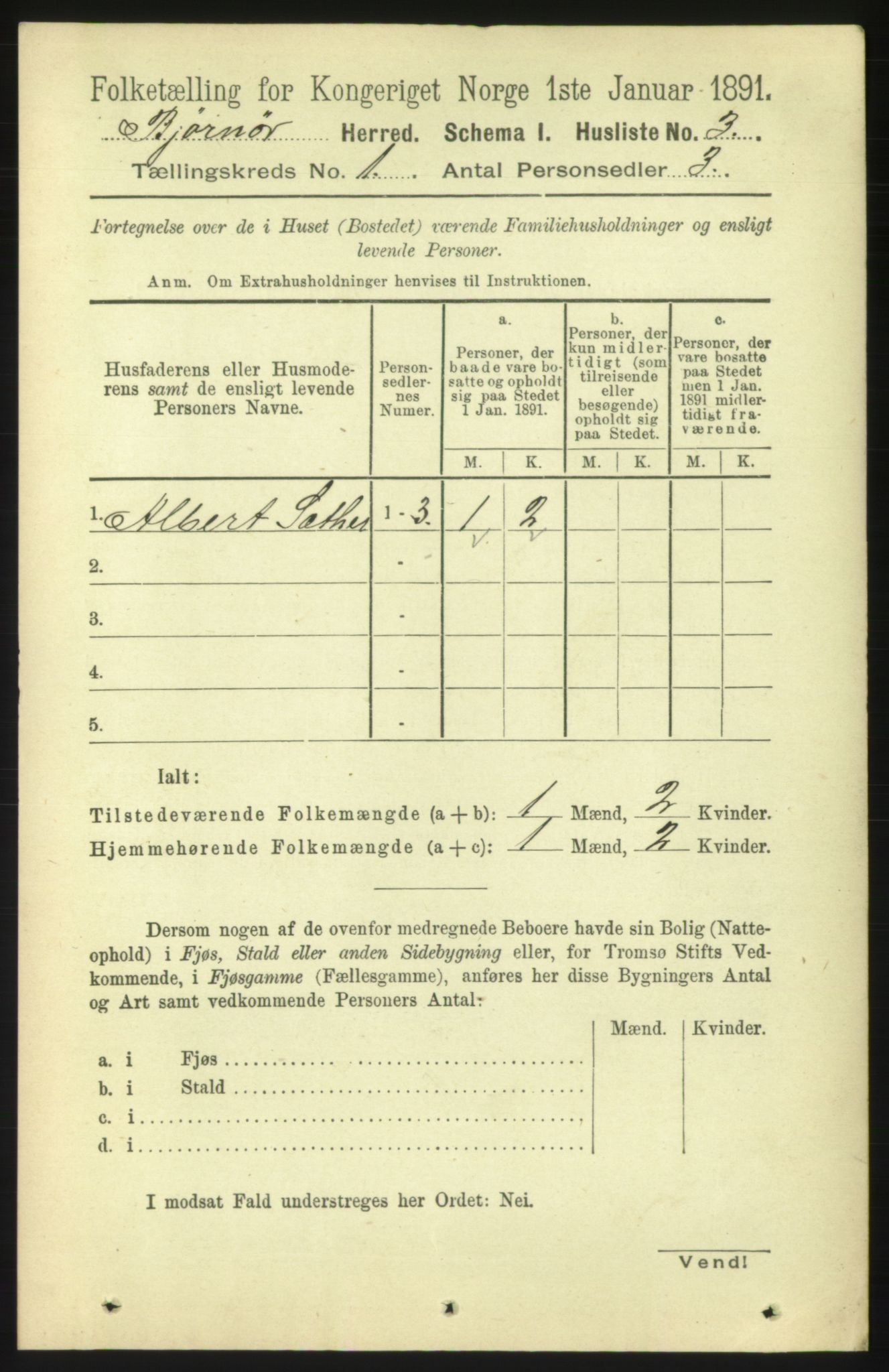 RA, 1891 census for 1632 Bjørnør, 1891, p. 44