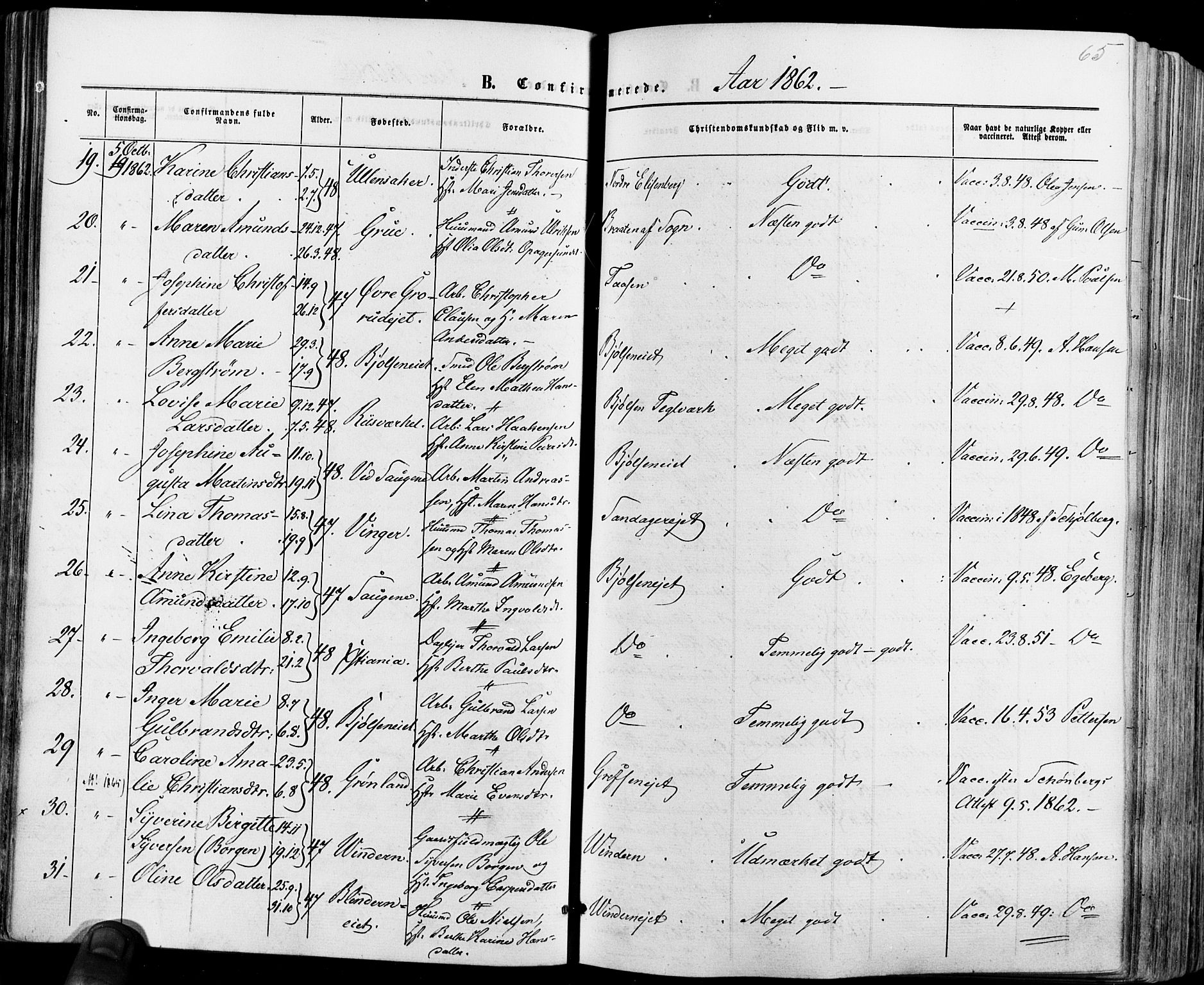 Vestre Aker prestekontor Kirkebøker, SAO/A-10025/F/Fa/L0005: Parish register (official) no. 5, 1859-1877, p. 65