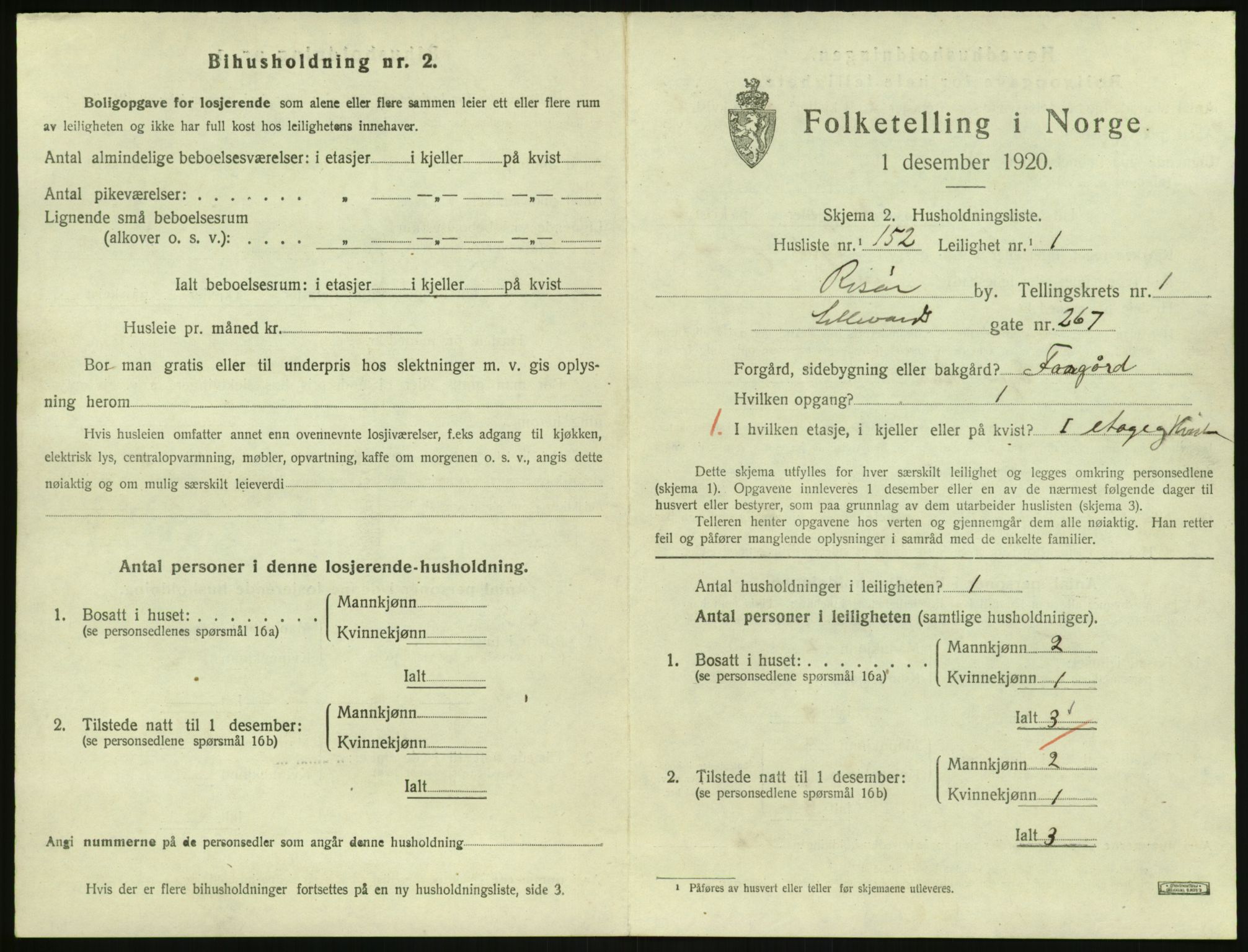 SAK, 1920 census for Risør, 1920, p. 1719