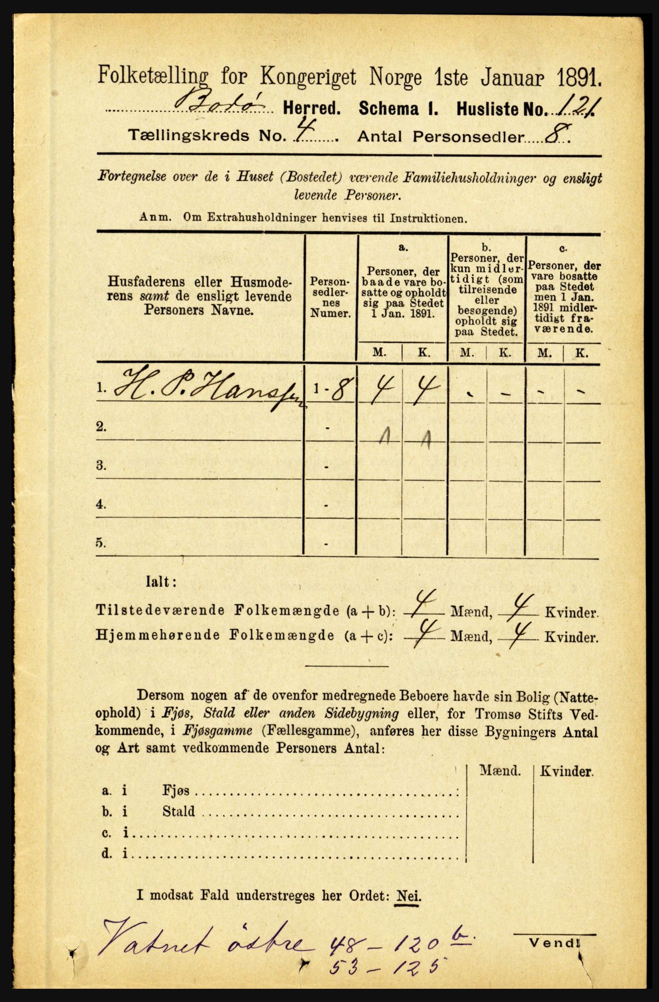 RA, 1891 census for 1843 Bodø, 1891, p. 2242