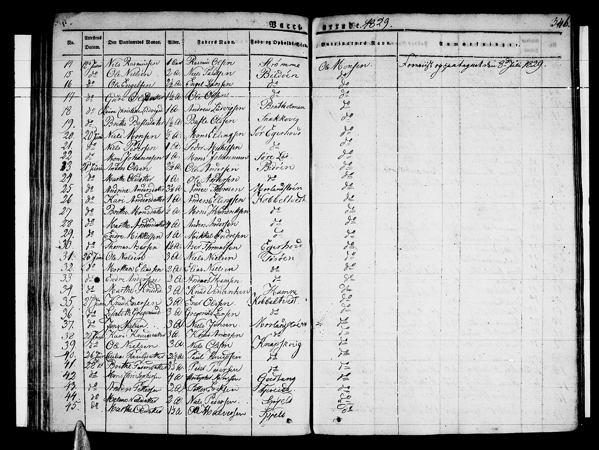 Sund sokneprestembete, AV/SAB-A-99930: Parish register (official) no. A 12, 1825-1835, p. 346