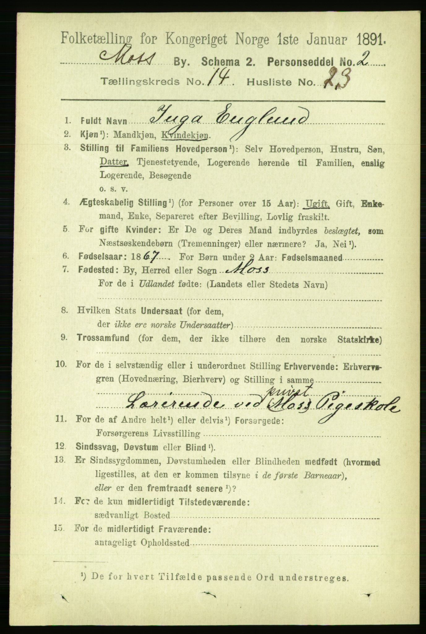 RA, 1891 census for 0104 Moss, 1891, p. 7208