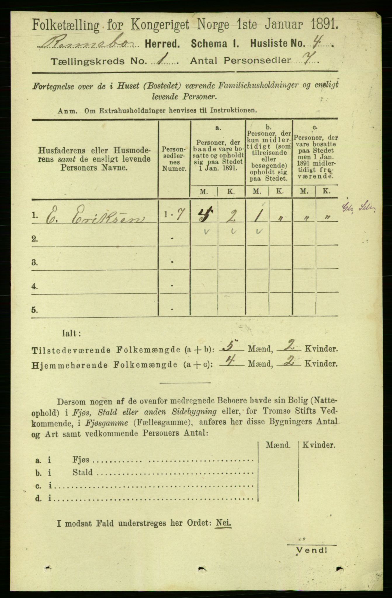 RA, 1891 census for 1635 Rennebu, 1891, p. 22