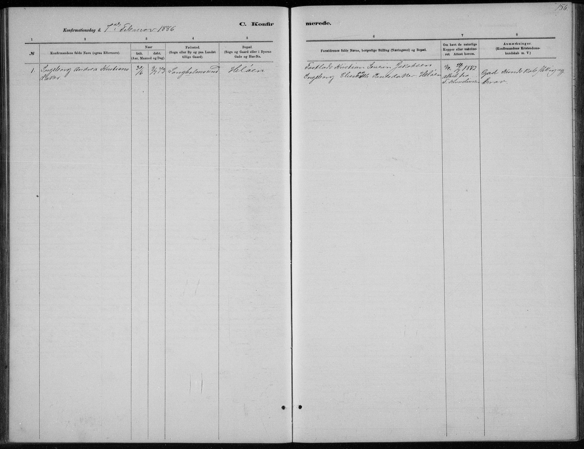 Høvåg sokneprestkontor, SAK/1111-0025/F/Fb/L0004: Parish register (copy) no. B 4, 1883-1898, p. 156