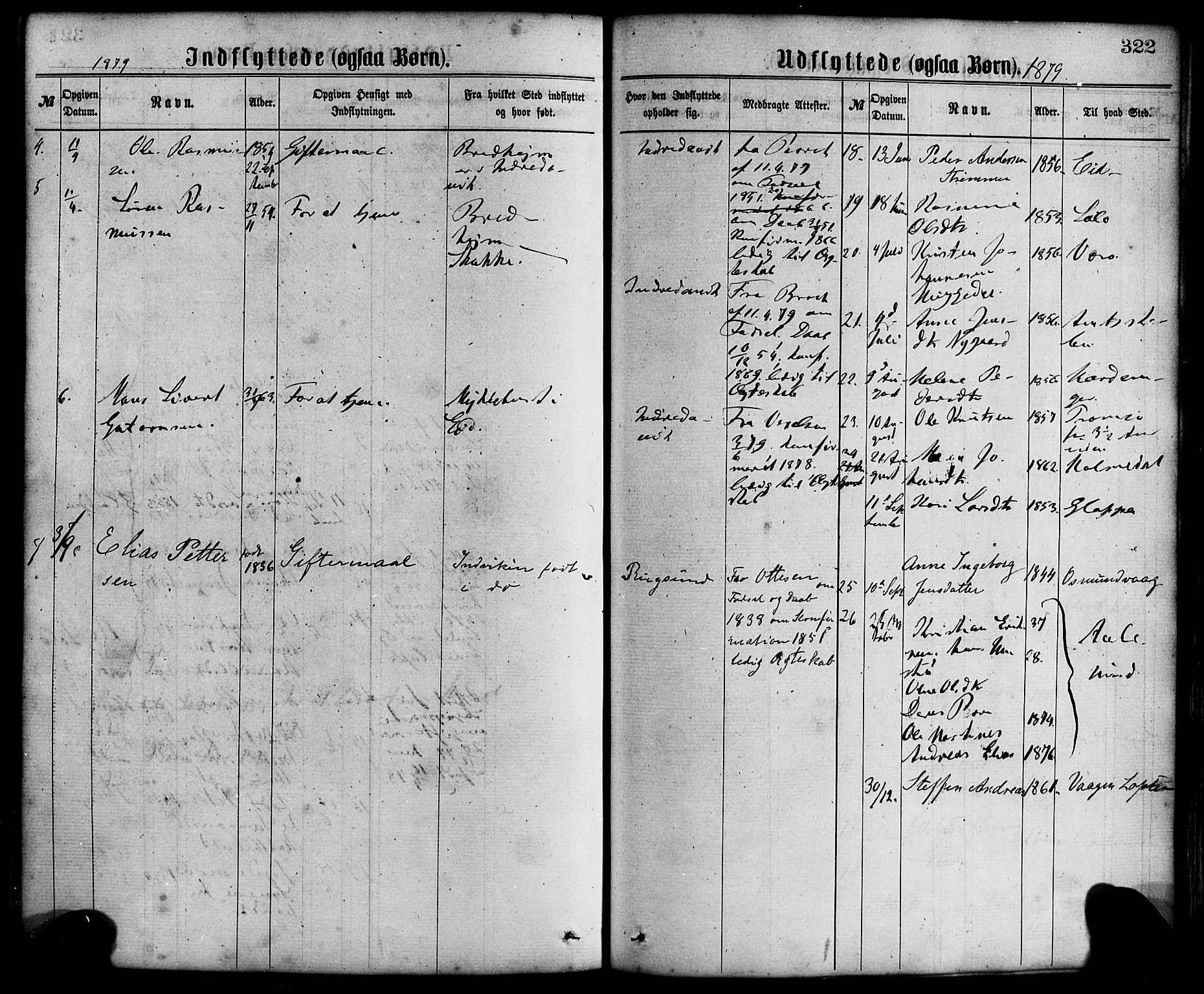 Davik sokneprestembete, AV/SAB-A-79701/H/Haa/Haaa/L0006: Parish register (official) no. A 6, 1867-1881, p. 322