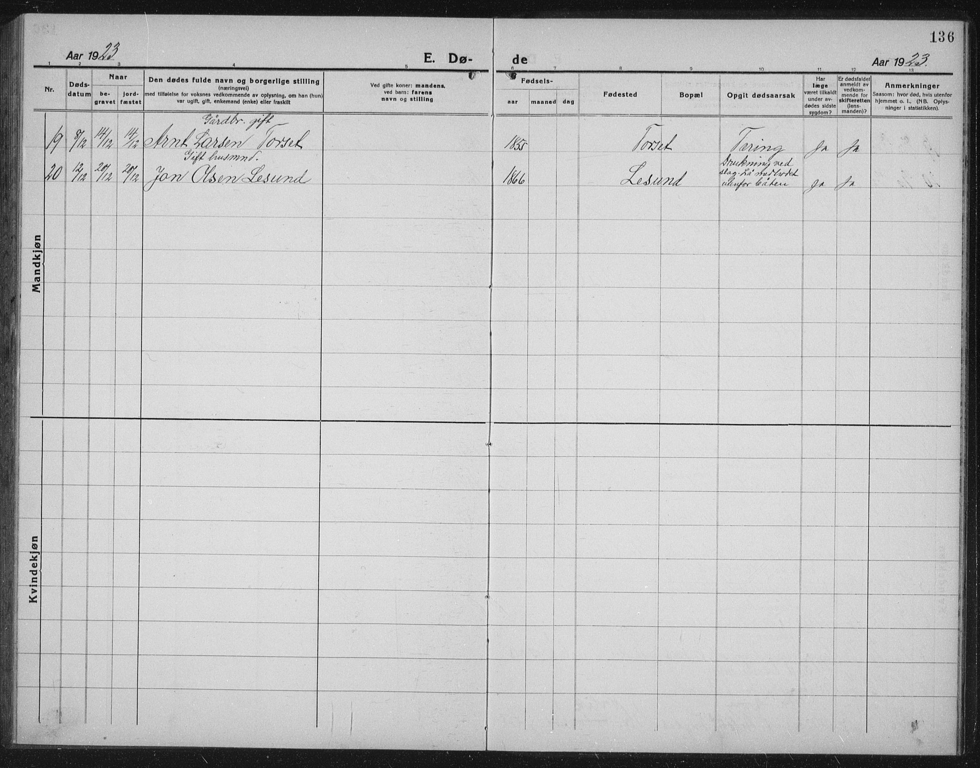 Ministerialprotokoller, klokkerbøker og fødselsregistre - Møre og Romsdal, AV/SAT-A-1454/578/L0911: Parish register (copy) no. 578C04, 1921-1940, p. 136