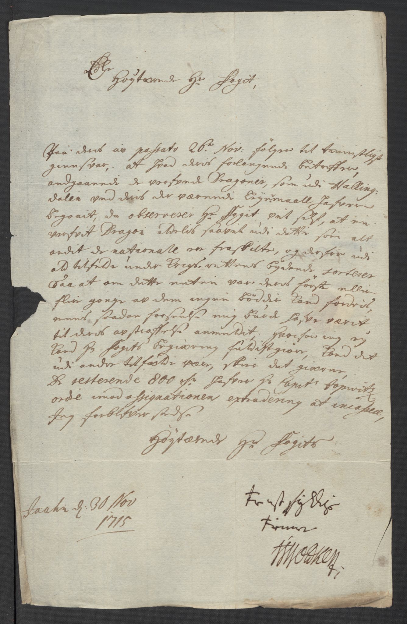 Rentekammeret inntil 1814, Reviderte regnskaper, Fogderegnskap, AV/RA-EA-4092/R23/L1473: Fogderegnskap Ringerike og Hallingdal, 1715, p. 226